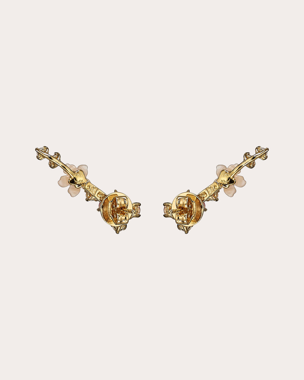 Diamond Rose Floral Ear Climbers