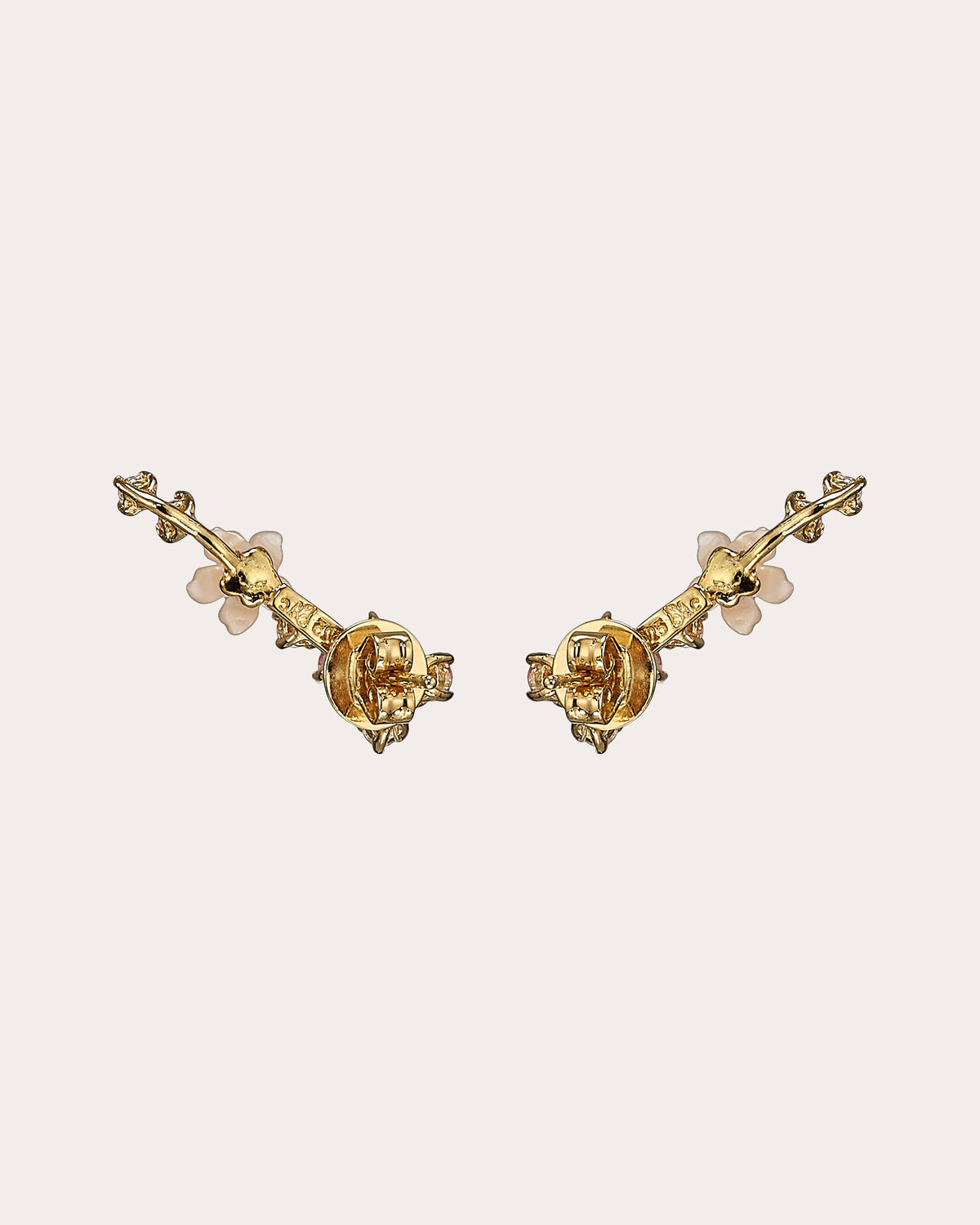 Diamond Rose Floral Ear Climbers