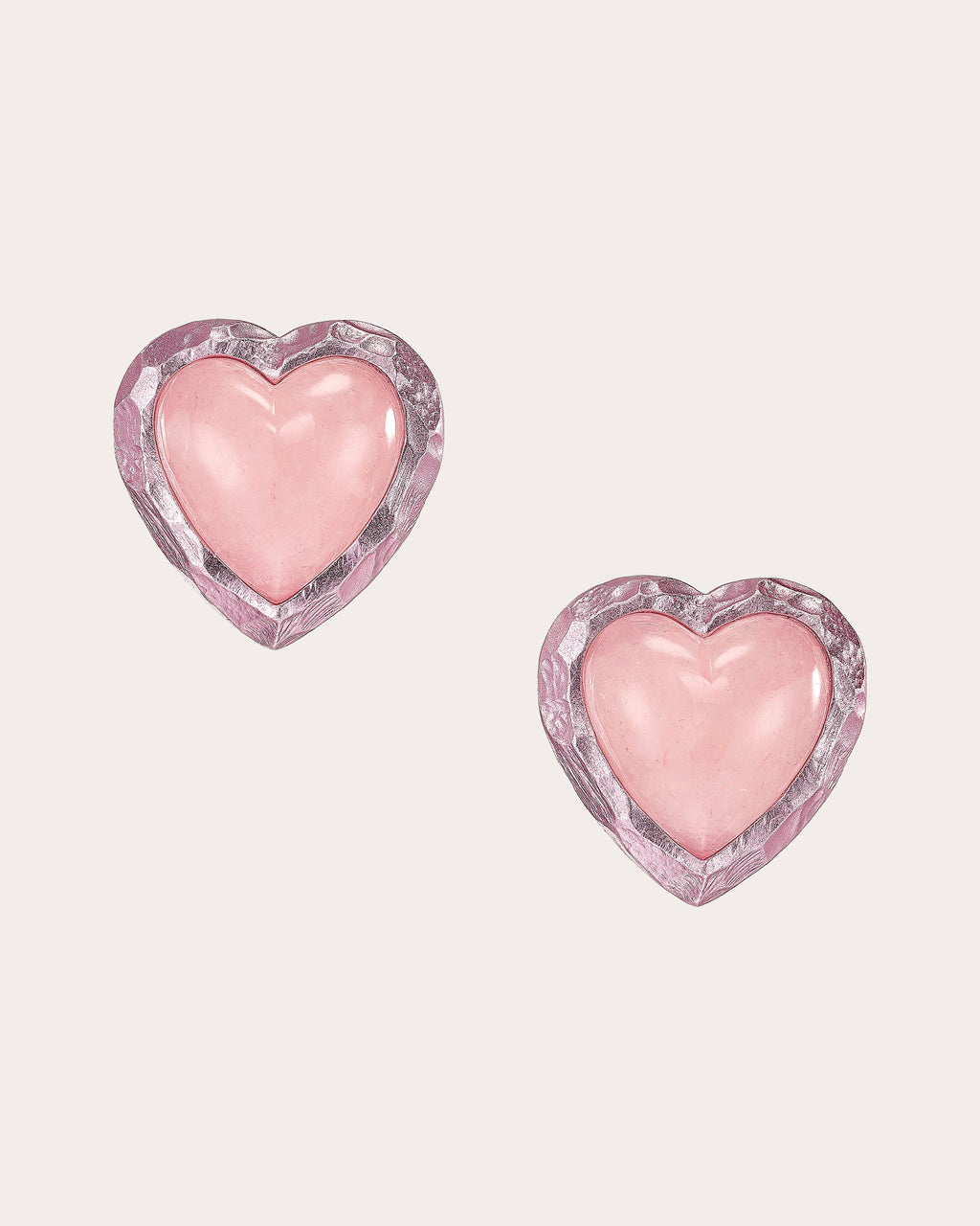 Rose Quartz Heart Stud Earrings