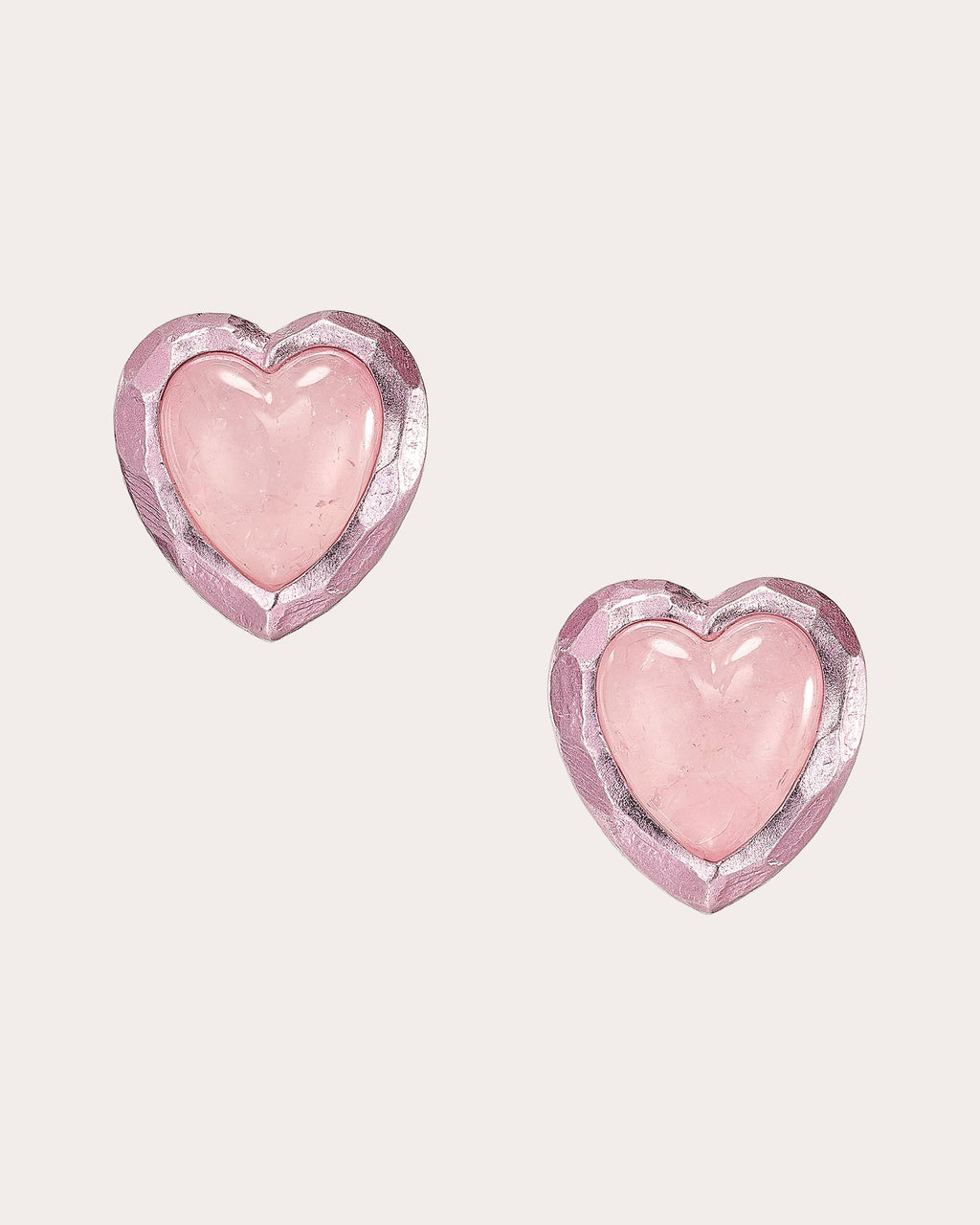 Rose Quartz Petite Heart Stud Earrings