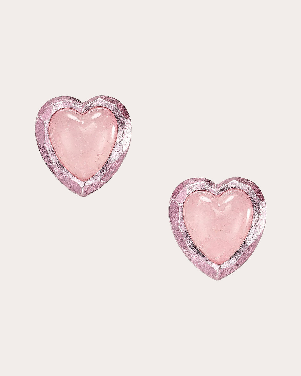 Rose Quartz Petite Heart Stud Earrings