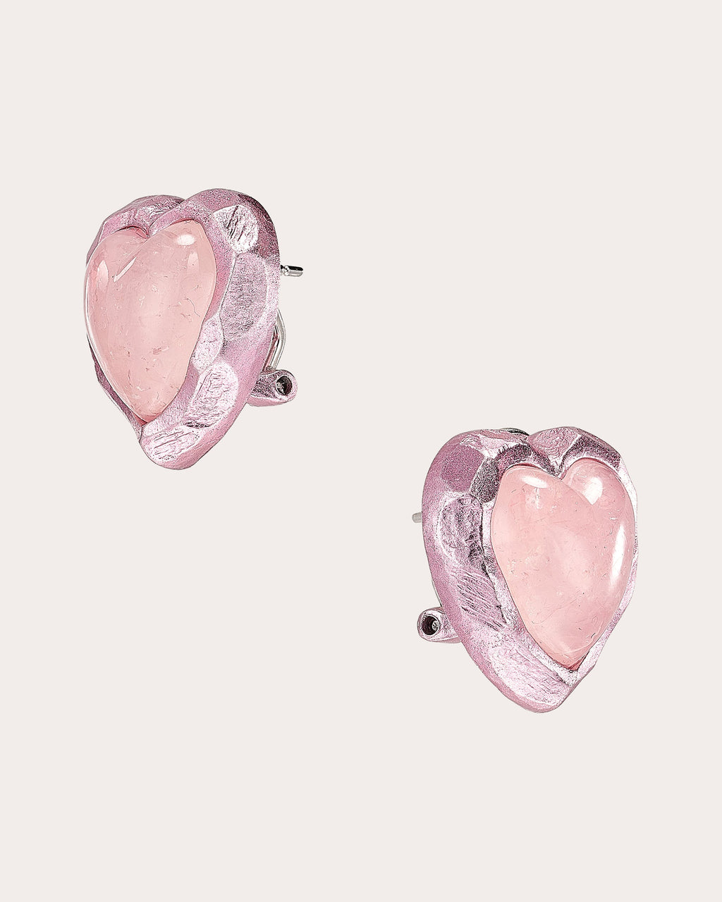 Rose Quartz Petite Heart Stud Earrings