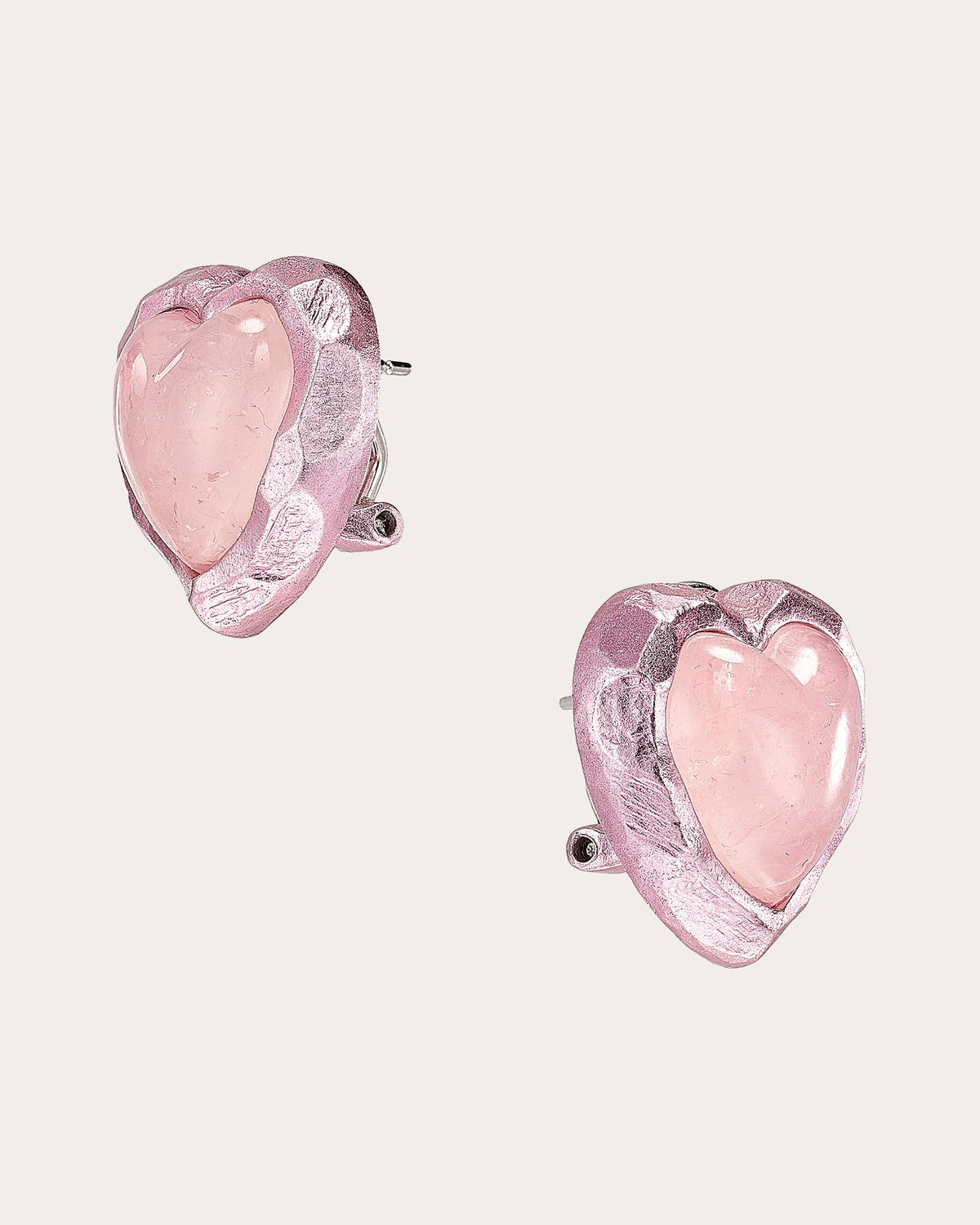 Rose Quartz Petite Heart Stud Earrings