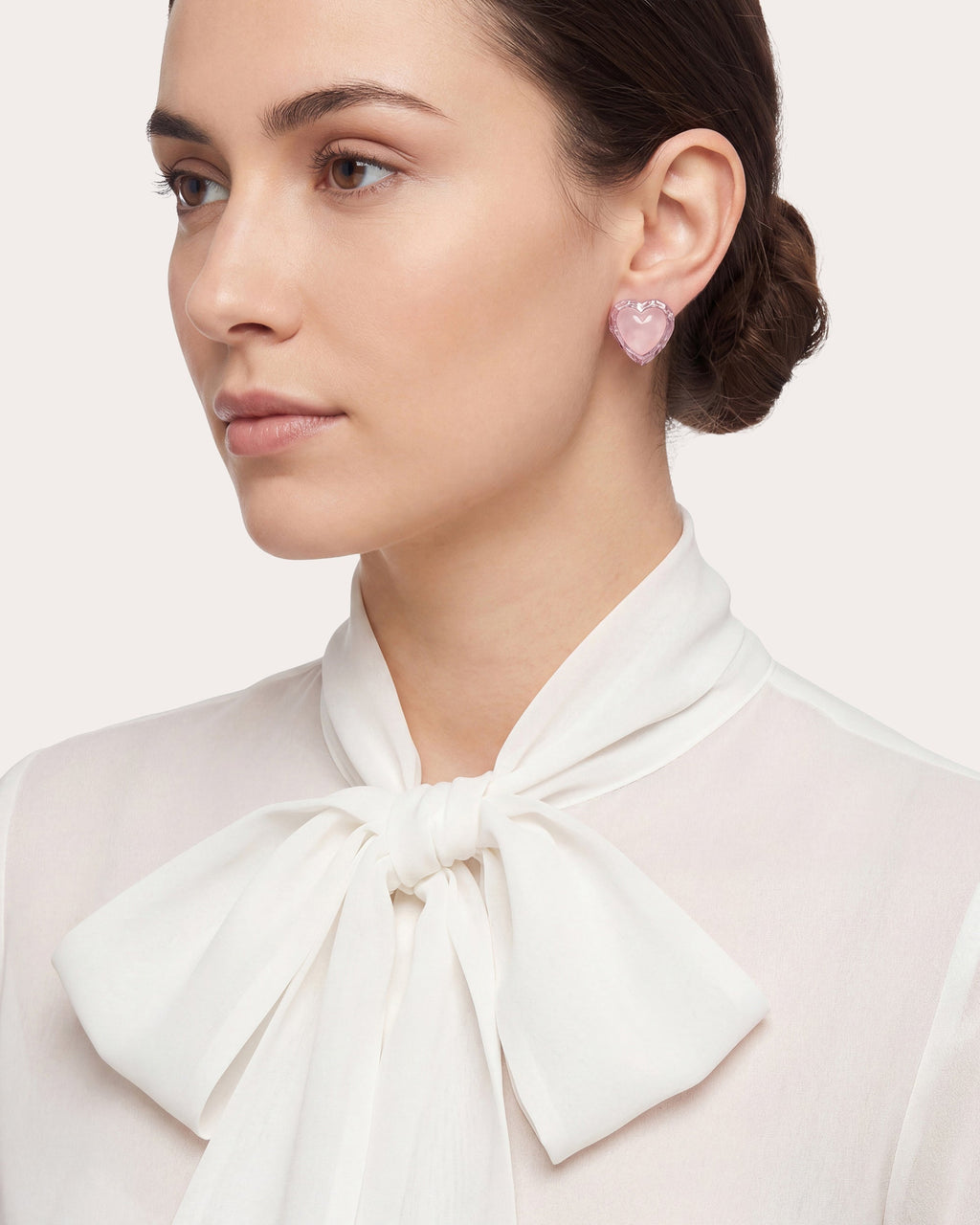 Rose Quartz Petite Heart Stud Earrings