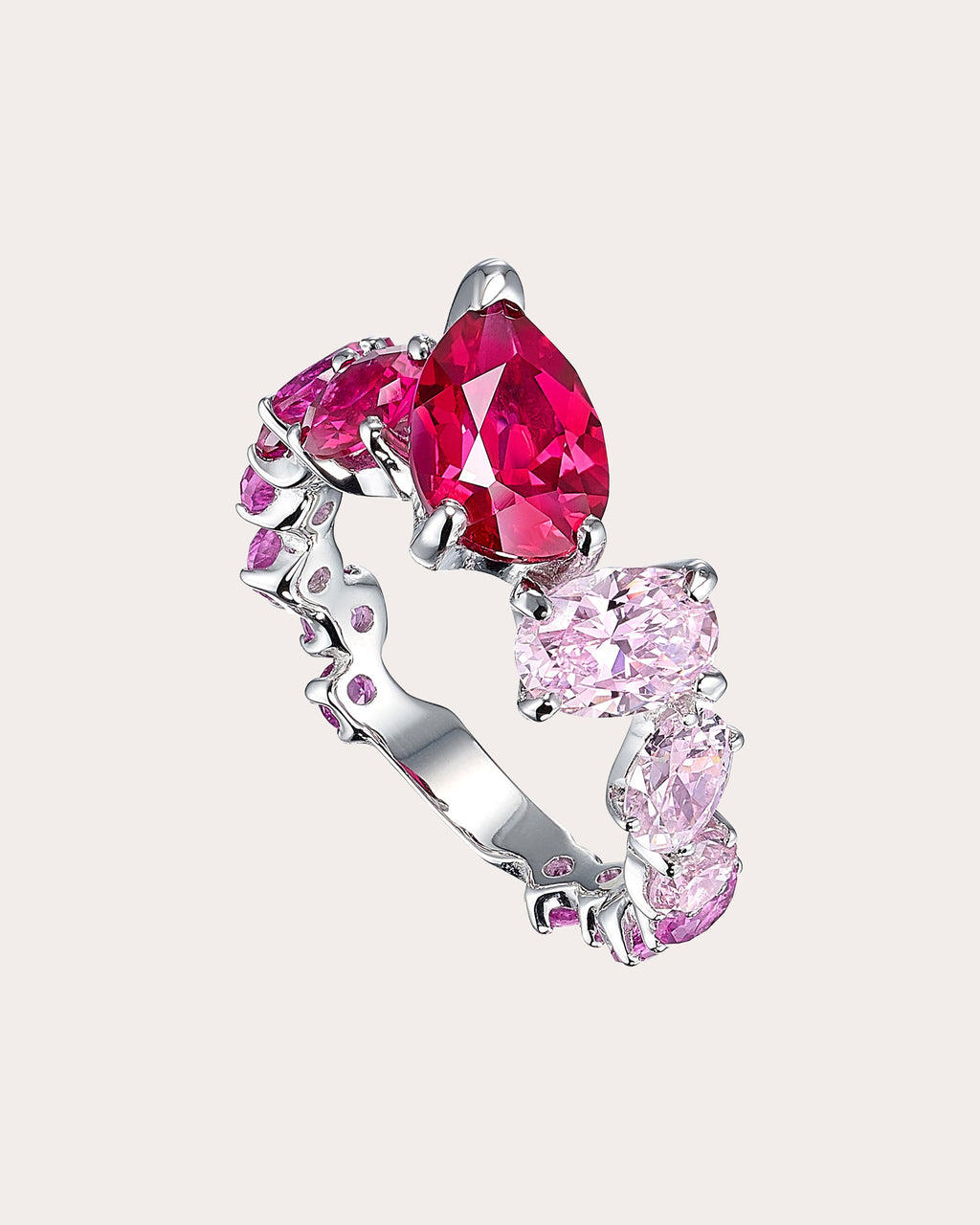 Ruby & Pink Sapphire Nova Starburst Ombré Ring