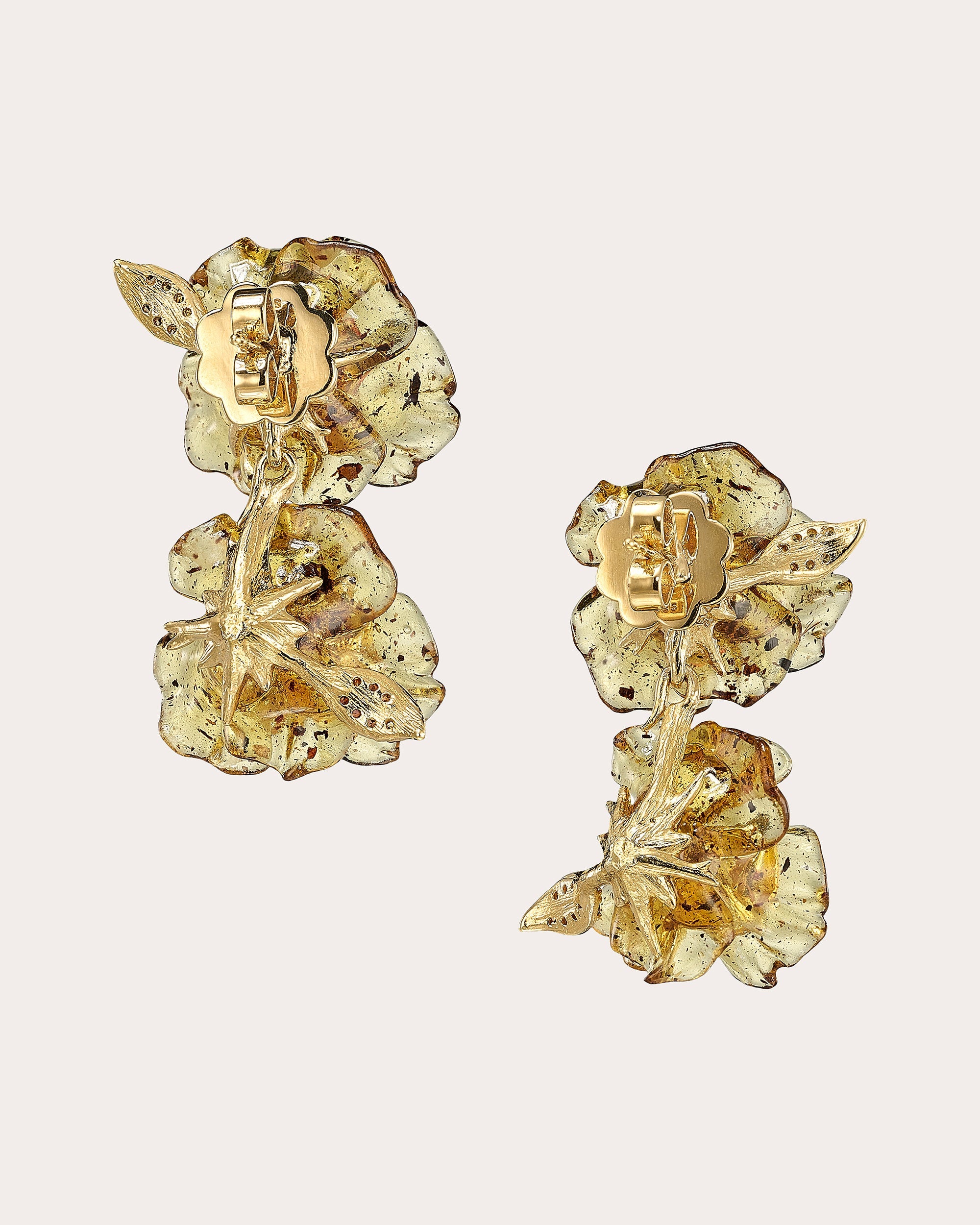 Orange & Yellow Sapphire Petunia Drop Earrings
