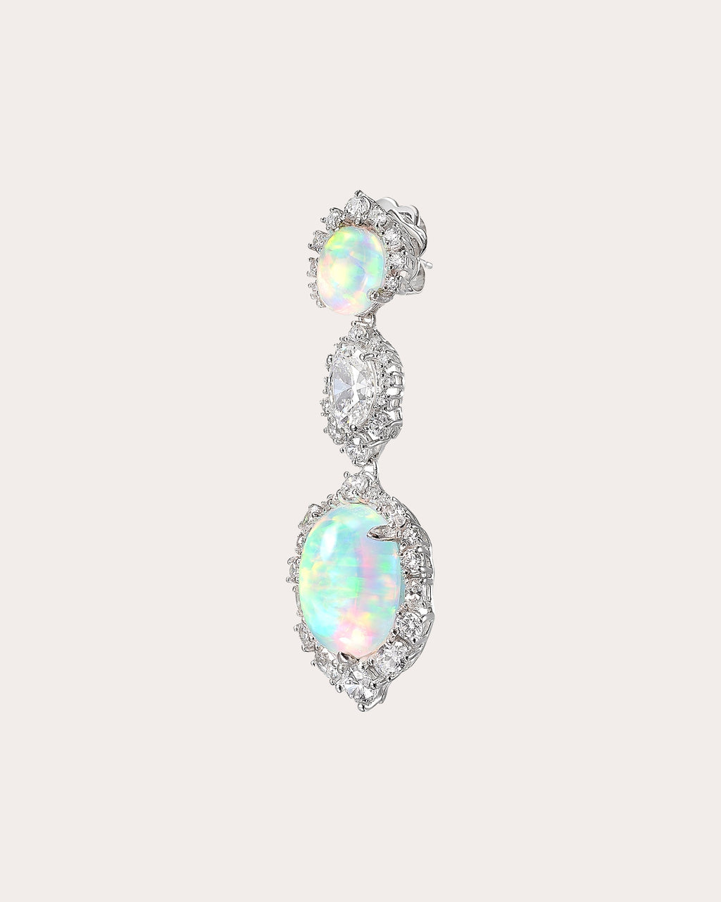 Diamond & Sky Opal Cabochon Drop Earrings