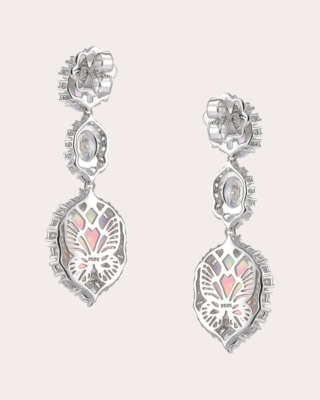 Diamond & Sky Opal Cabochon Drop Earrings