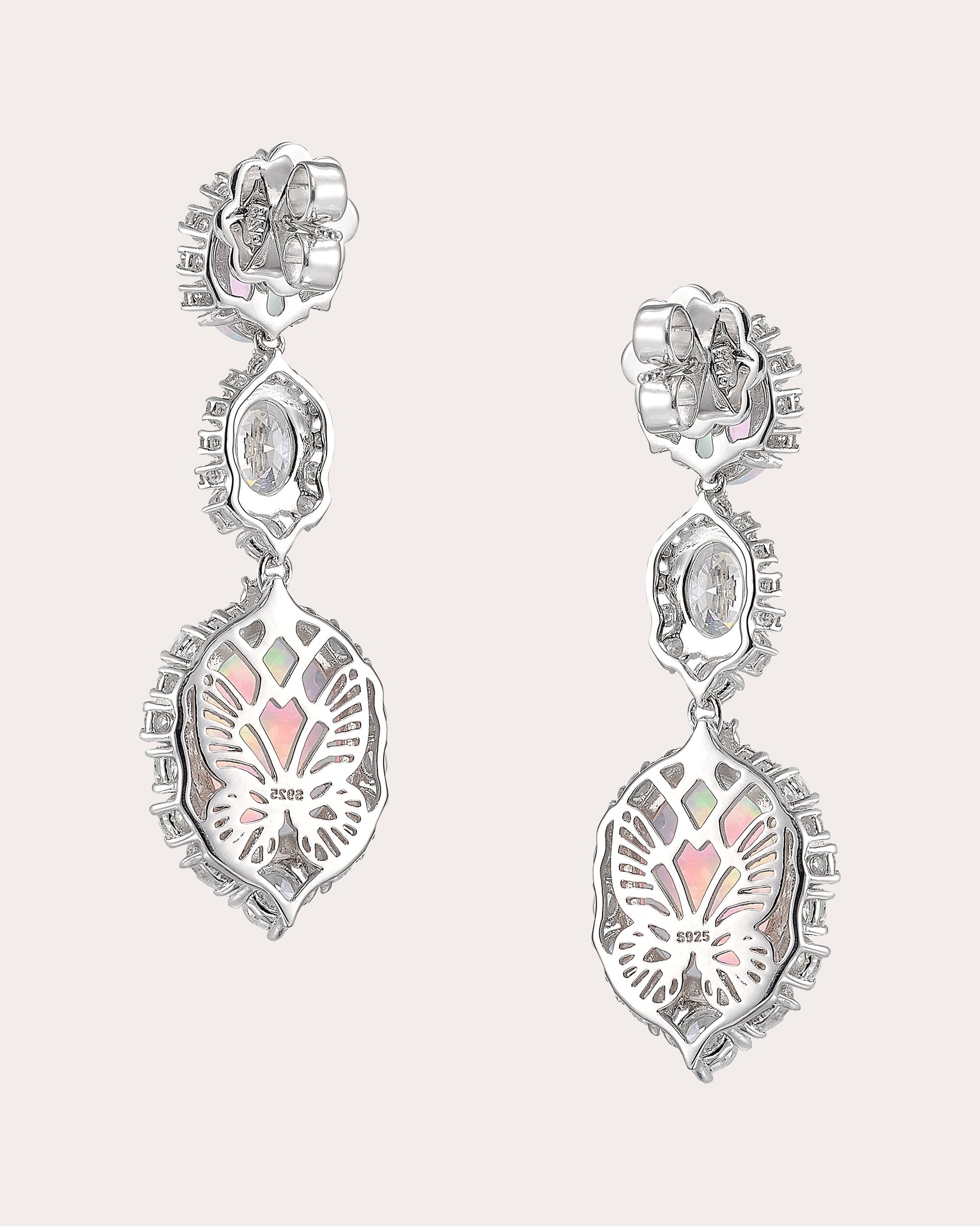Diamond & Sky Opal Cabochon Drop Earrings