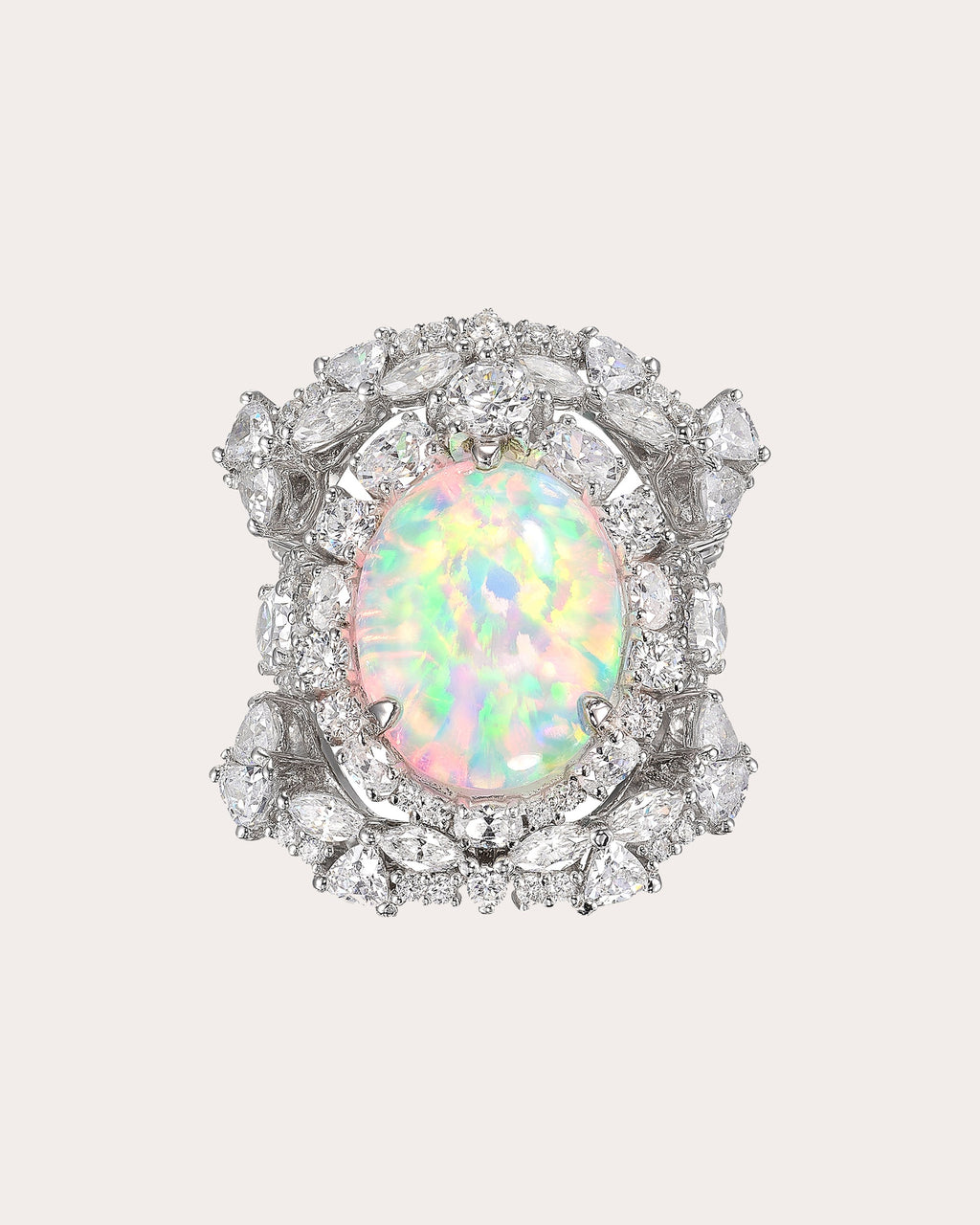 Diamond & Sky Opal Ocean Ring Trio