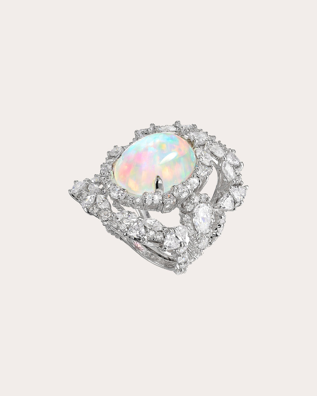 Diamond & Sky Opal Ocean Ring Trio