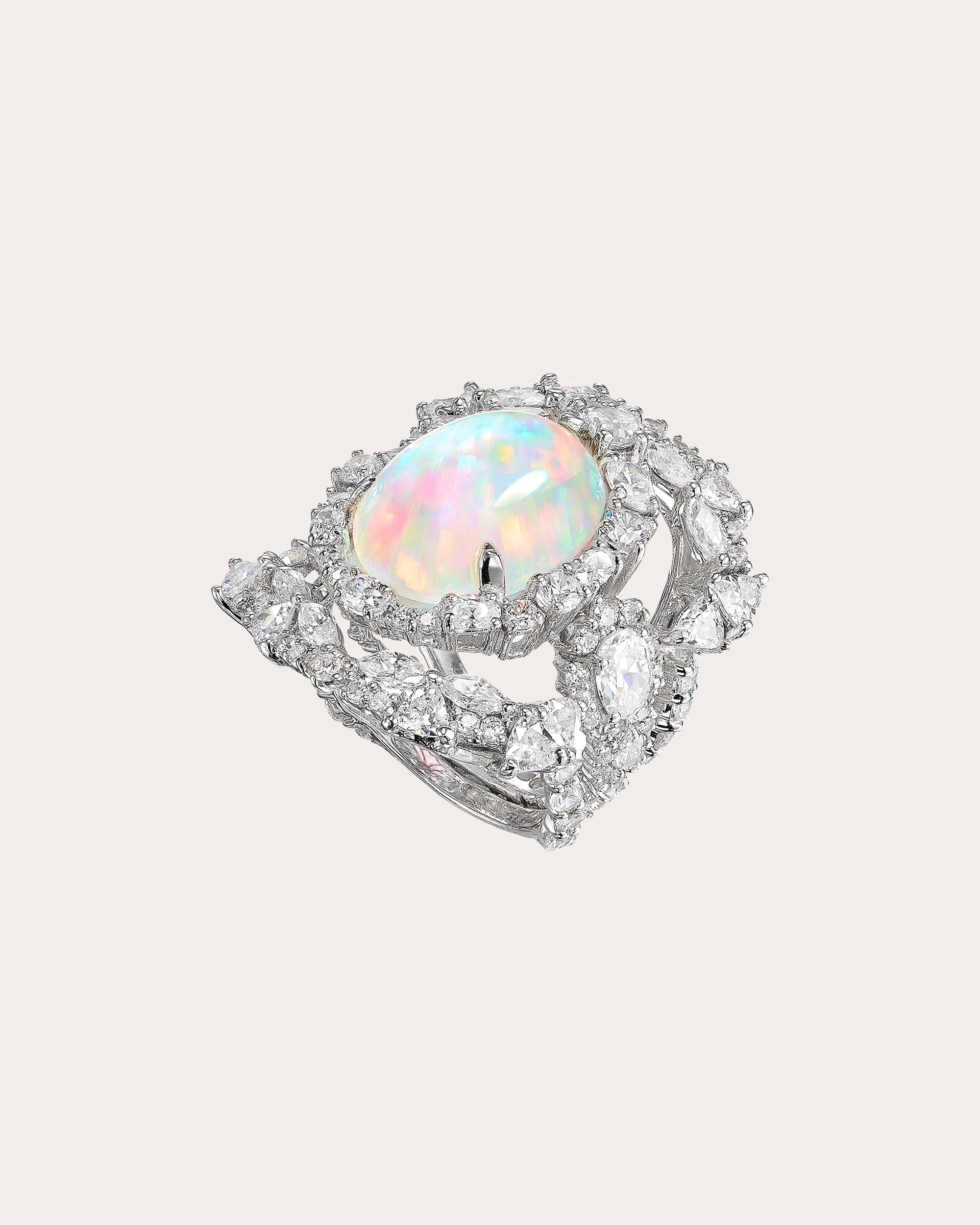 Diamond & Sky Opal Ocean Ring Trio