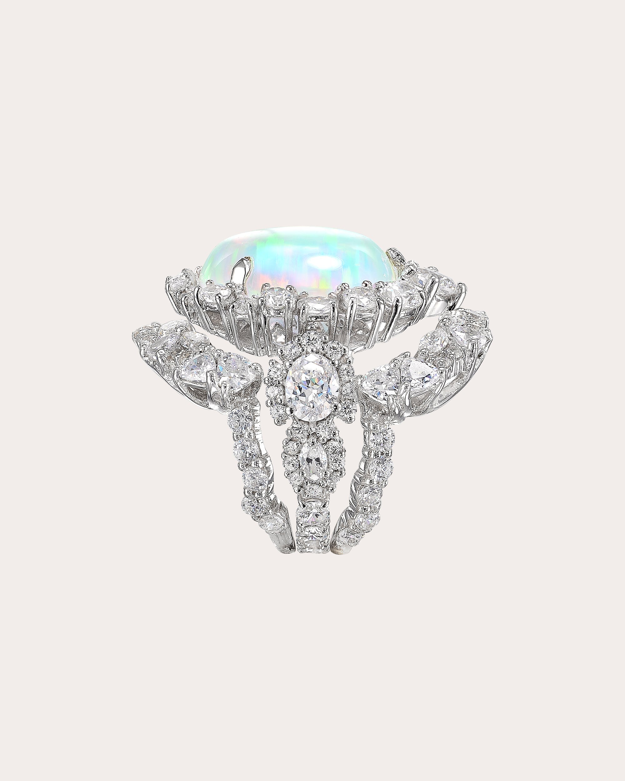 Diamond & Sky Opal Ocean Ring Trio