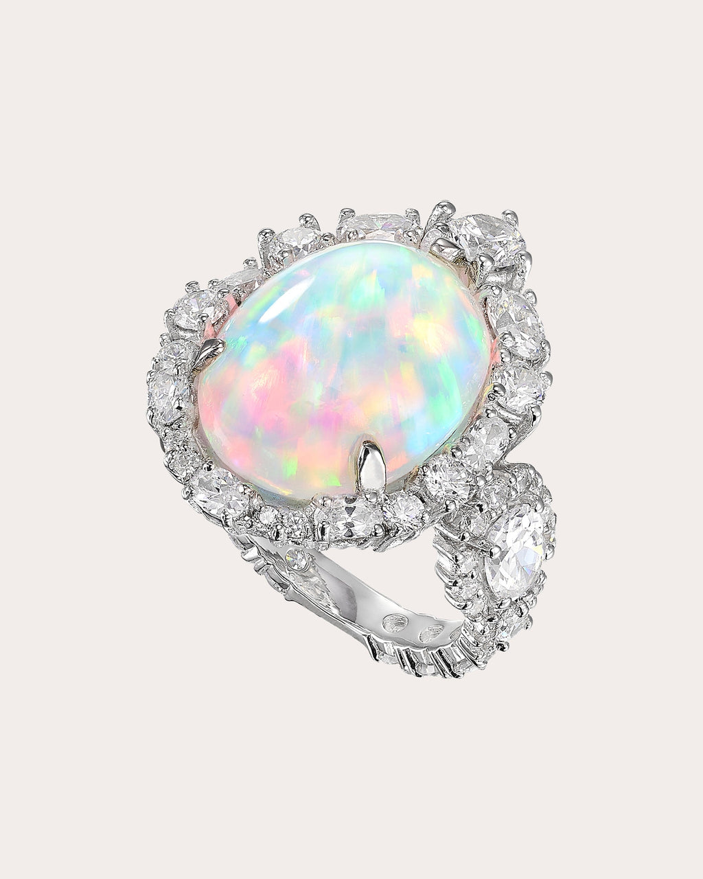 Diamond & Sky Opal Ocean Ring Trio