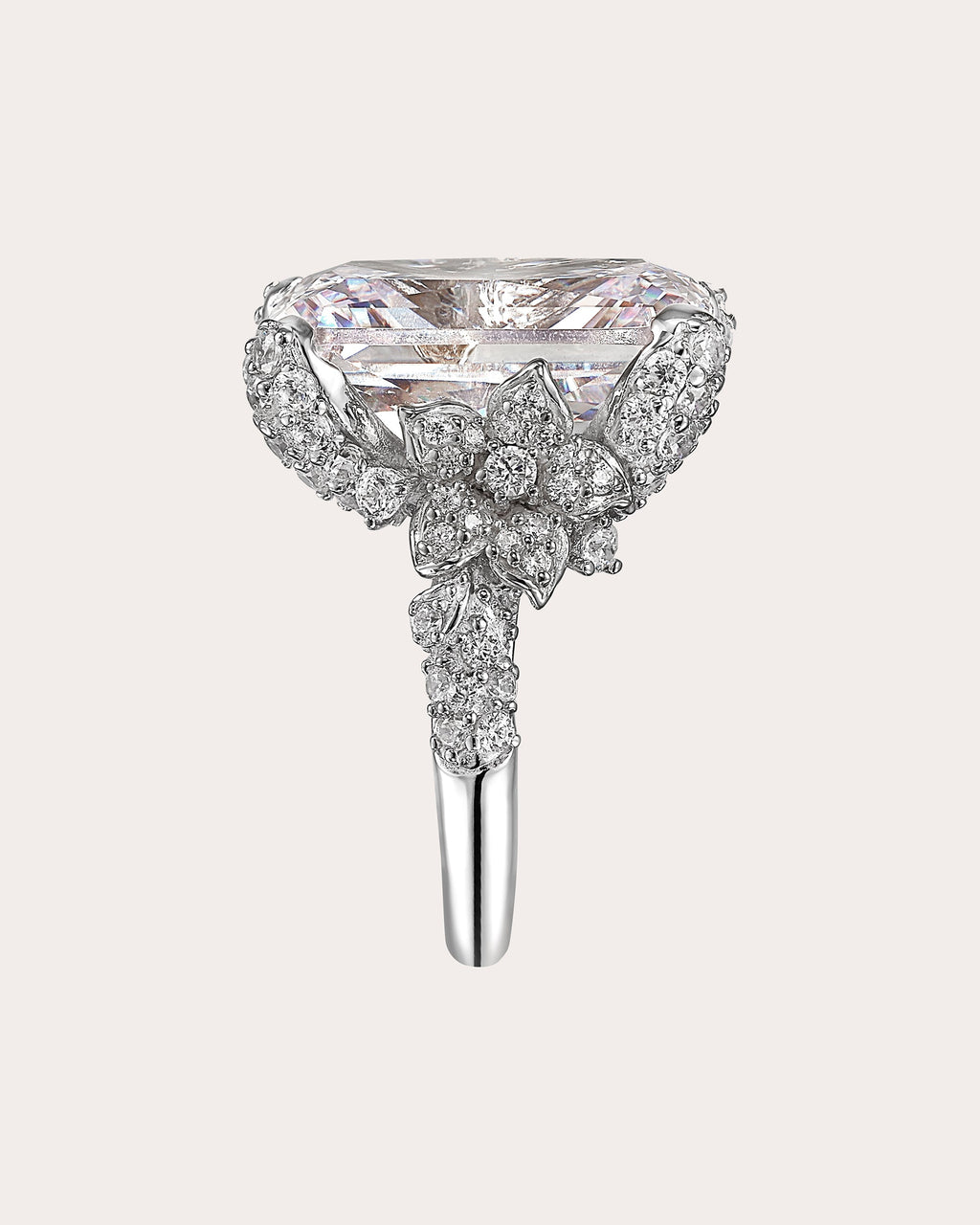 Diamond Snowflower Princess-Cut Ring
