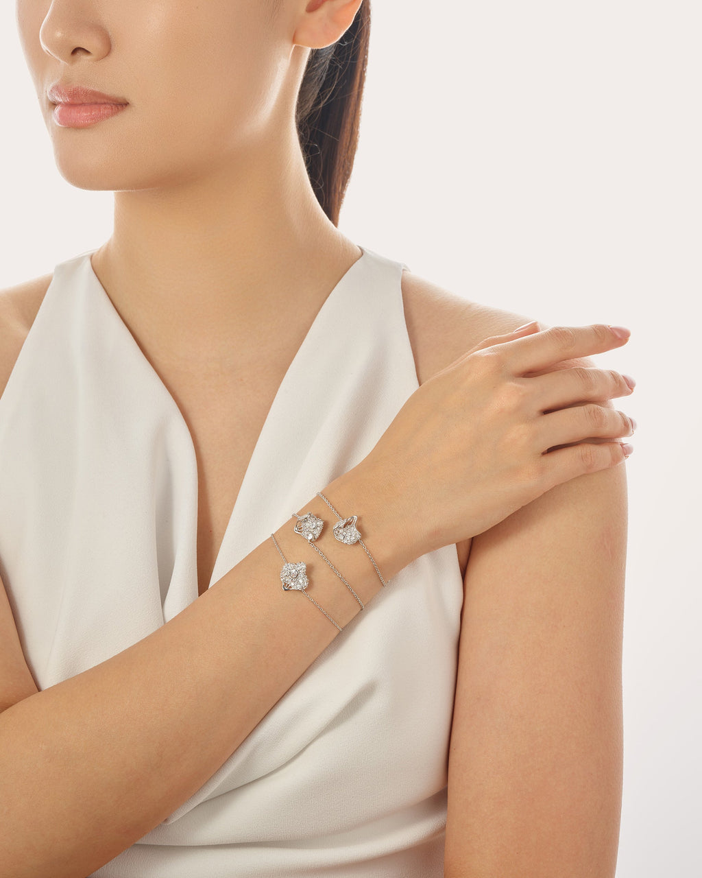 Diamond & 14k White Gold Petal Bracelet