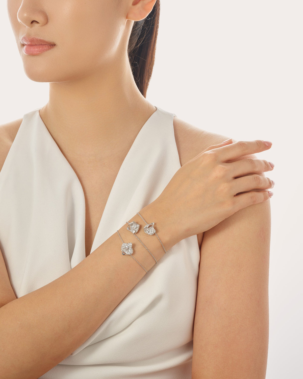Diamond & 14k White Gold Petal Bracelet