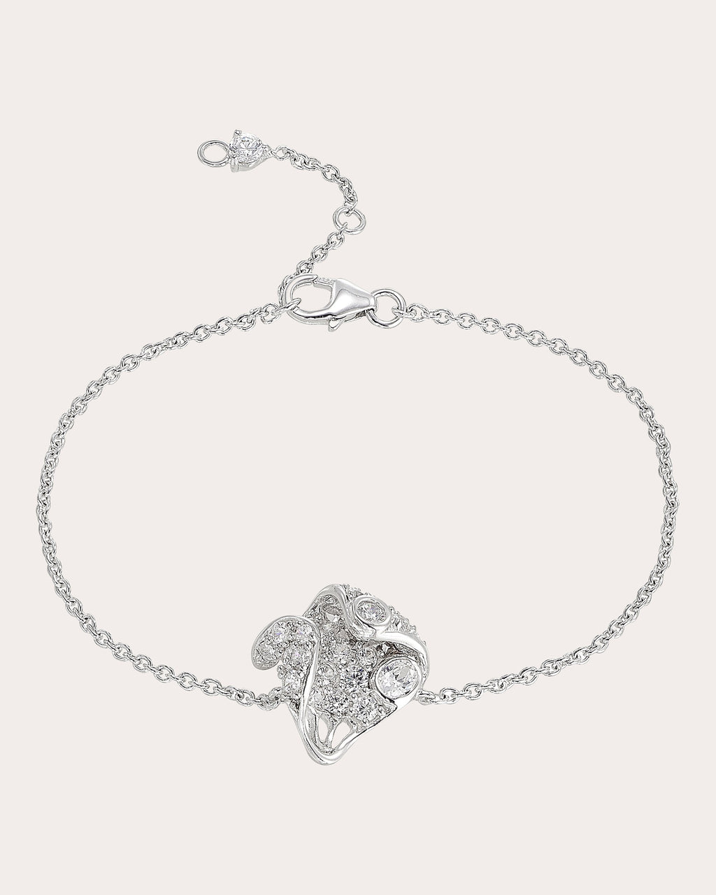 Diamond & 14k White Gold Petal Bracelet