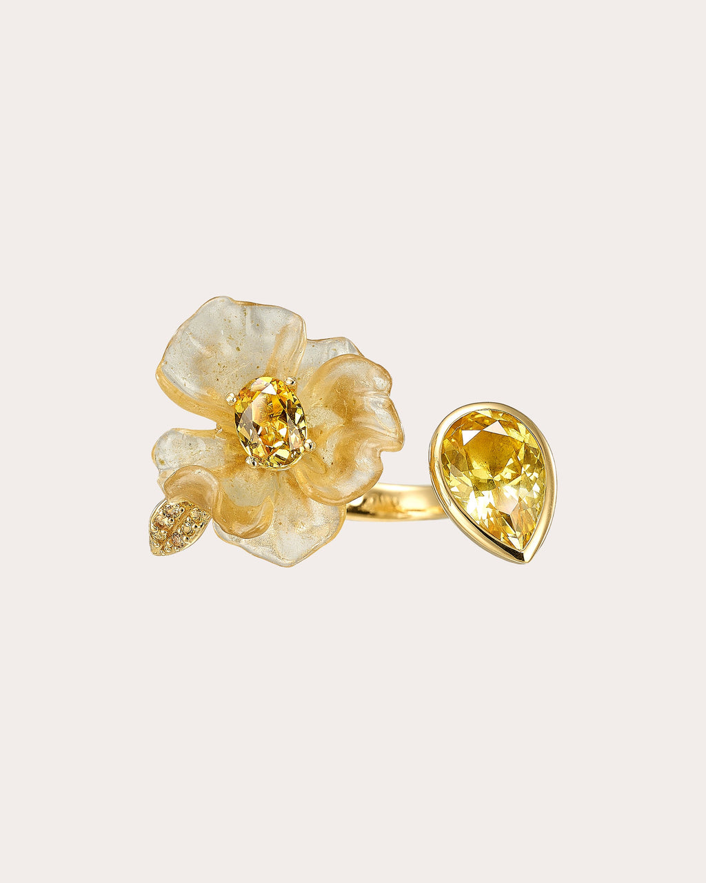 Yellow Sapphire & Spinach Fruit Gem™ Petunia Ring