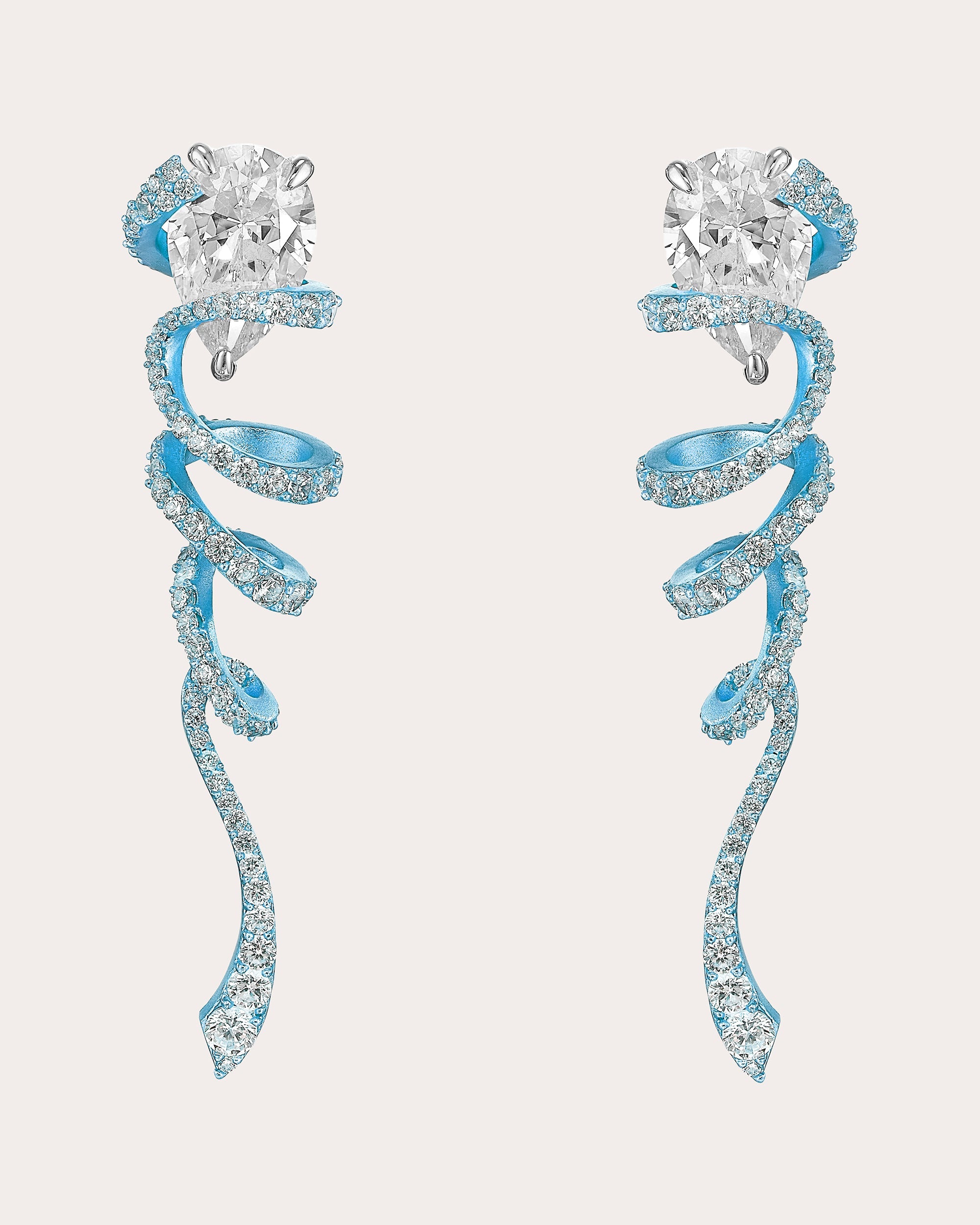 Baby Blue Ribbon Twirl Drop Earrings