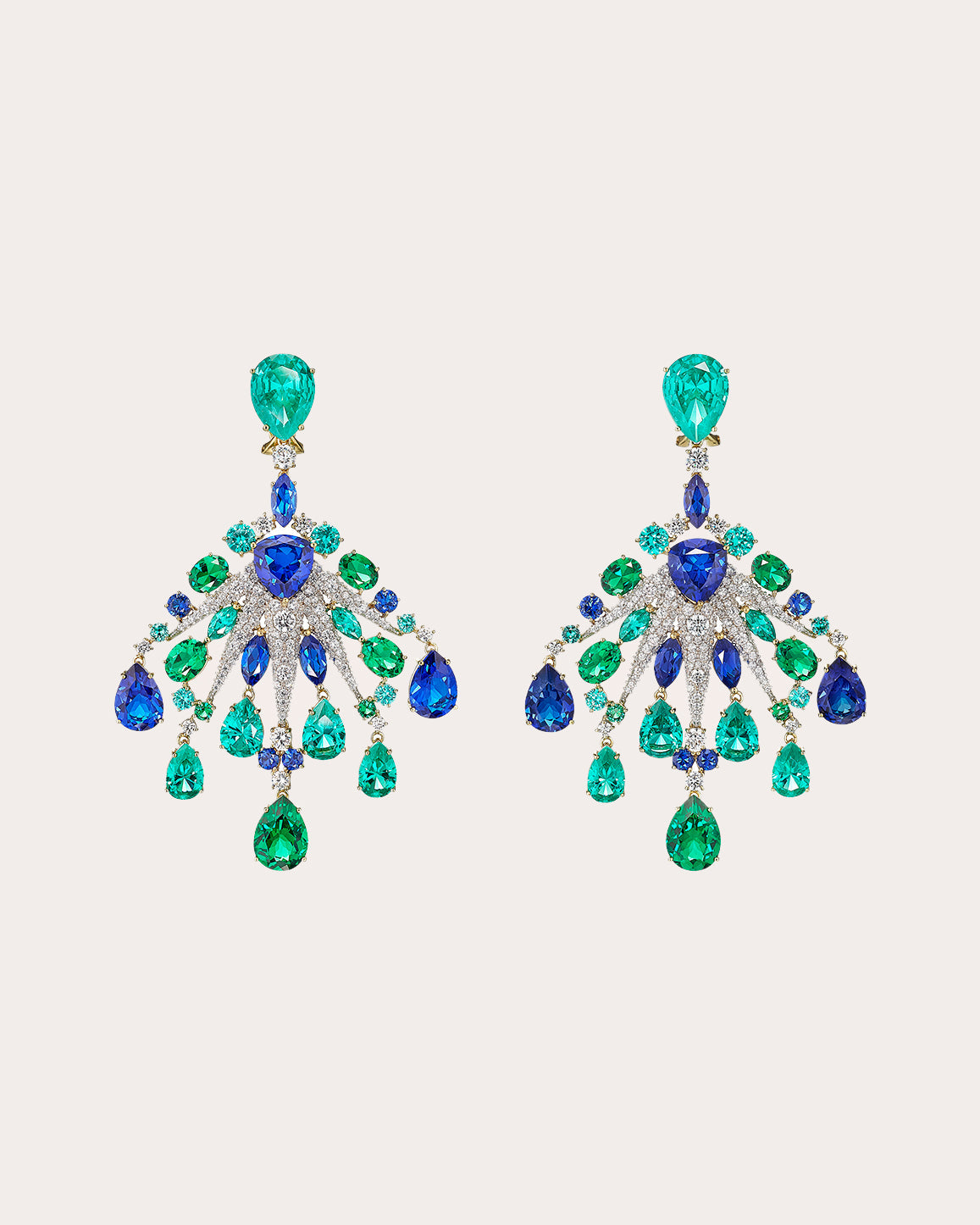 Emerald Sapphire Starburst Earrings