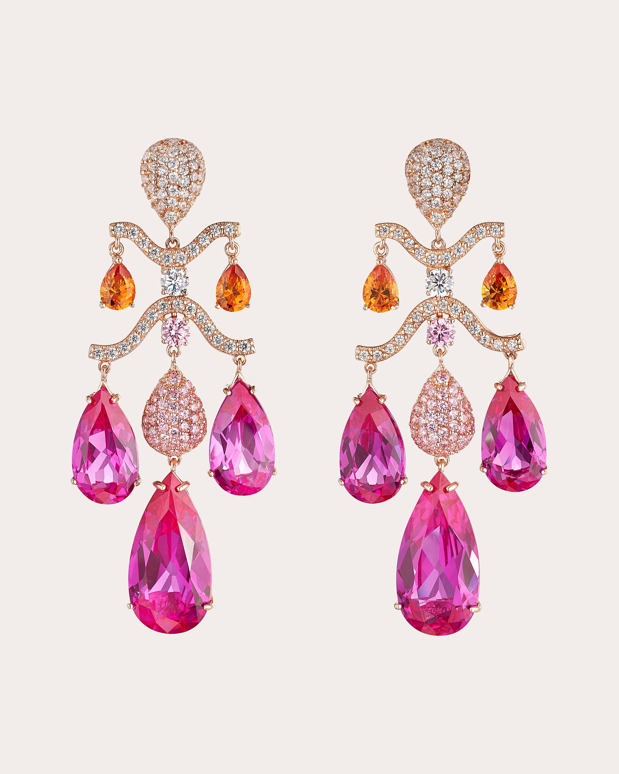 Fuchsia Sapphire Chandelier Drop Earrings