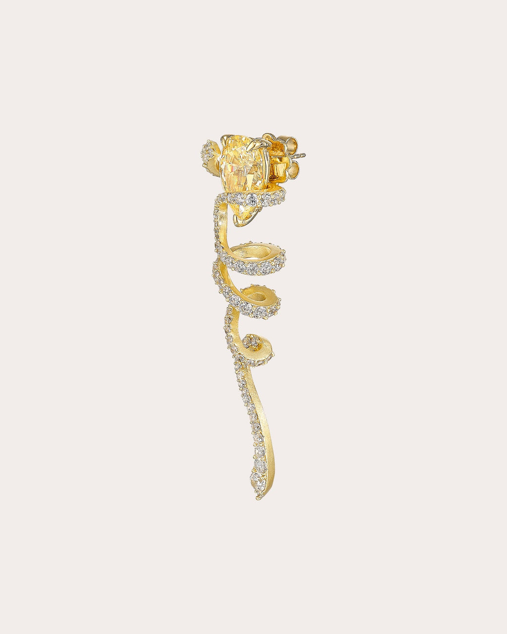 Ribbon Twirl 18K Gold and Rhodium Vermeil Aluminum and Lab-Grown Diamond Earrings