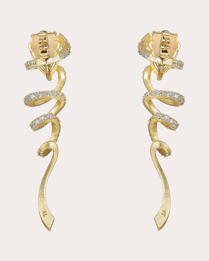 Ribbon Twirl 18K Gold and Rhodium Vermeil Aluminum and Lab-Grown Diamond Earrings