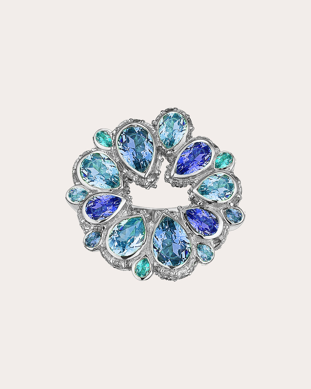 Diamond & Aquamarine Pavé Panettone Ring