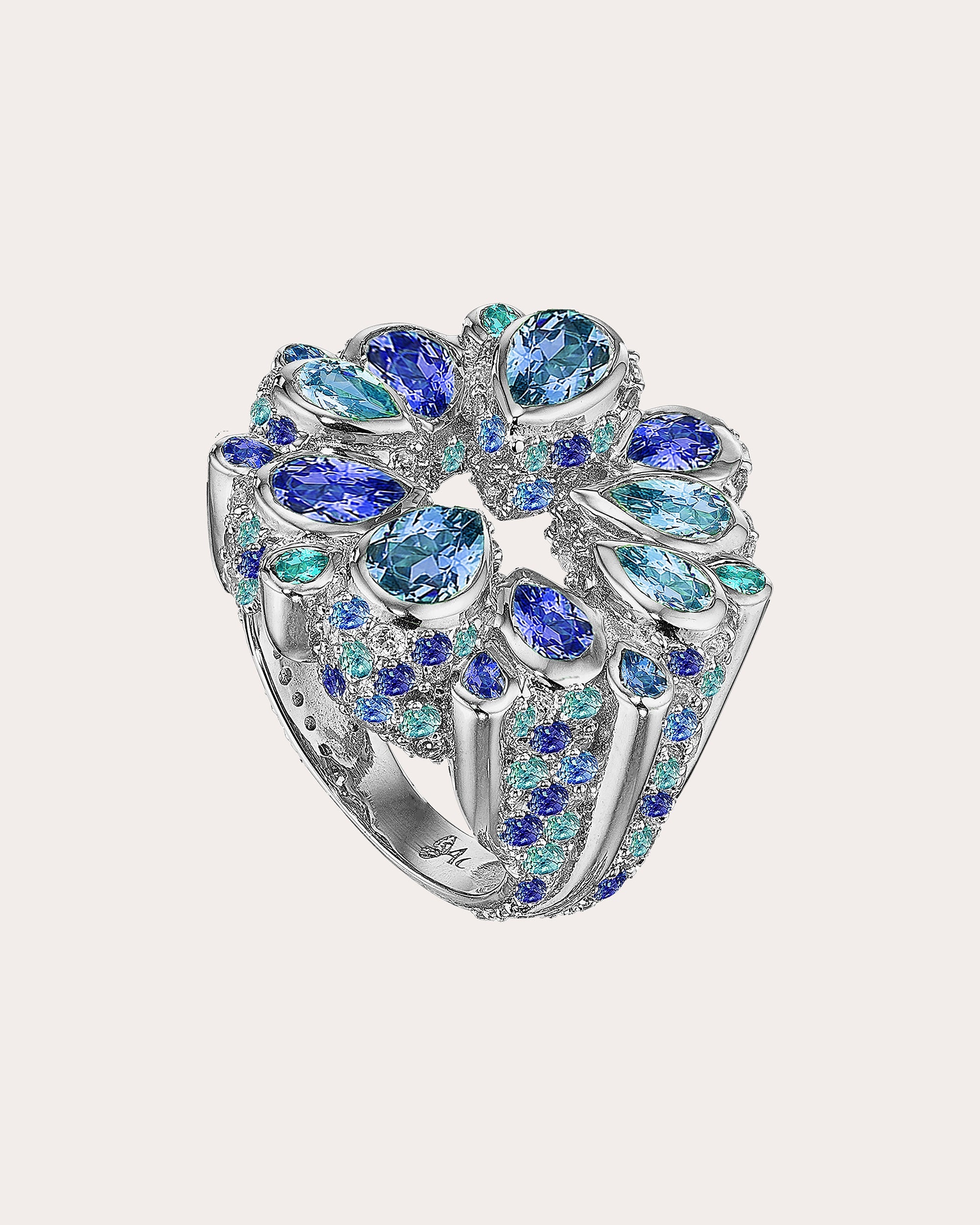 Diamond & Aquamarine Pavé Panettone Ring