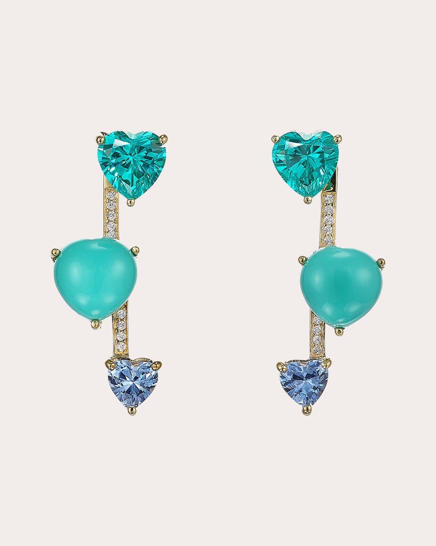 Turquoise Heart Pendulum Earrings