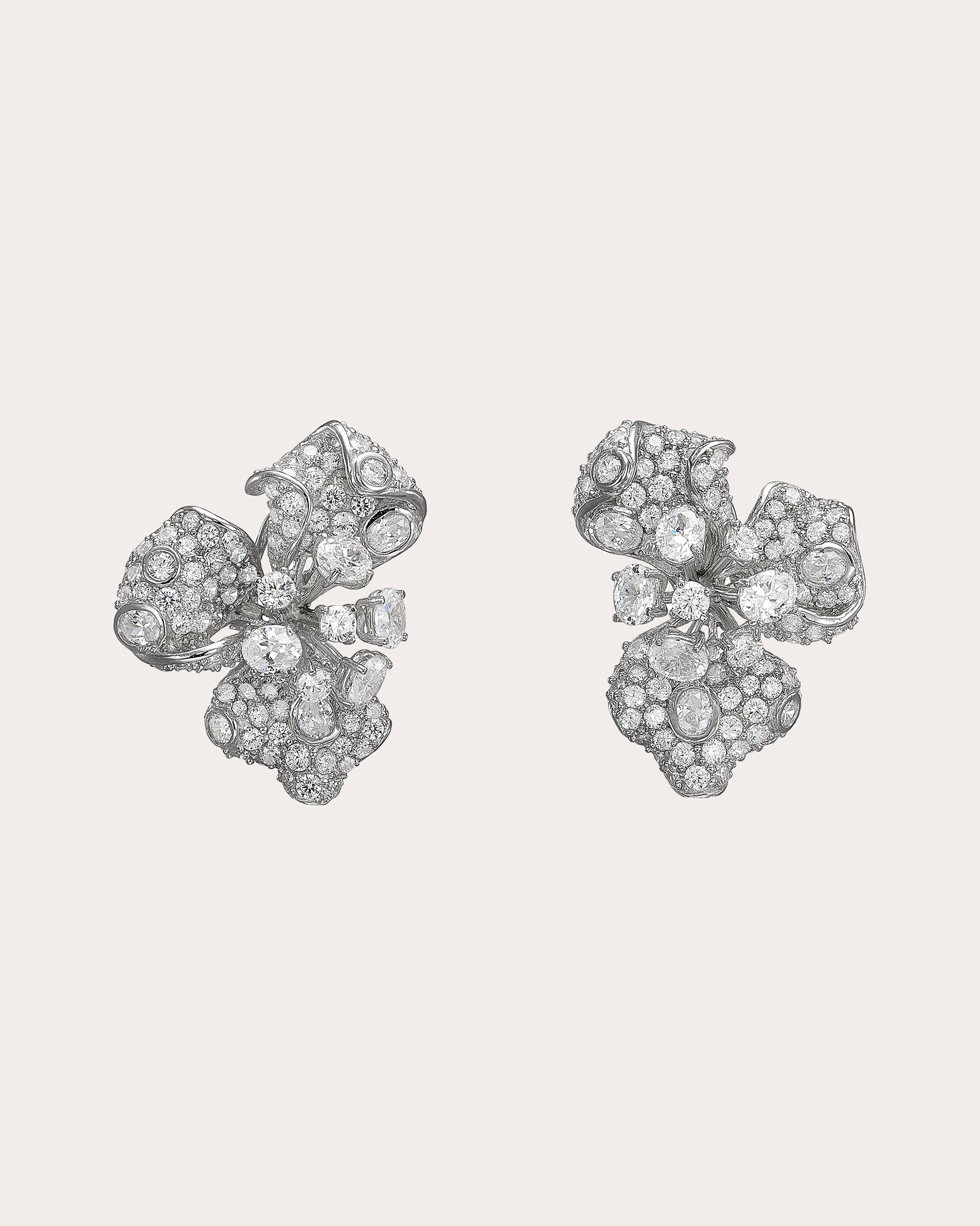 Diamond & Aquamarine Orchid Drop Earrings