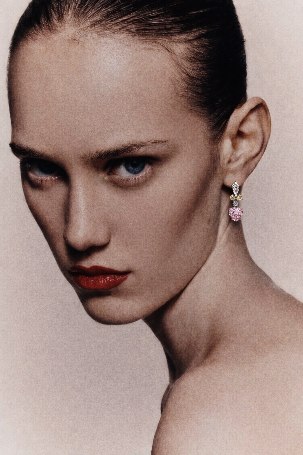 Rose & Canary Diamond Candy Cupid Heart Drop Earrings