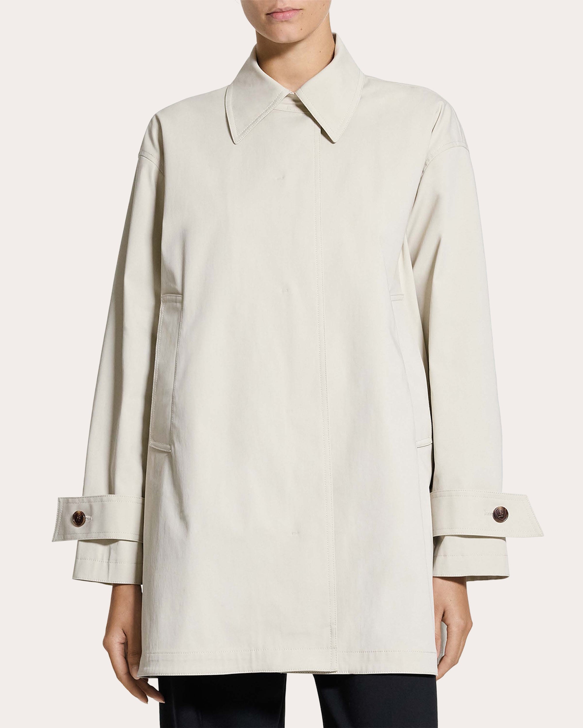 Sleek Cotton A-Line Trench Coat