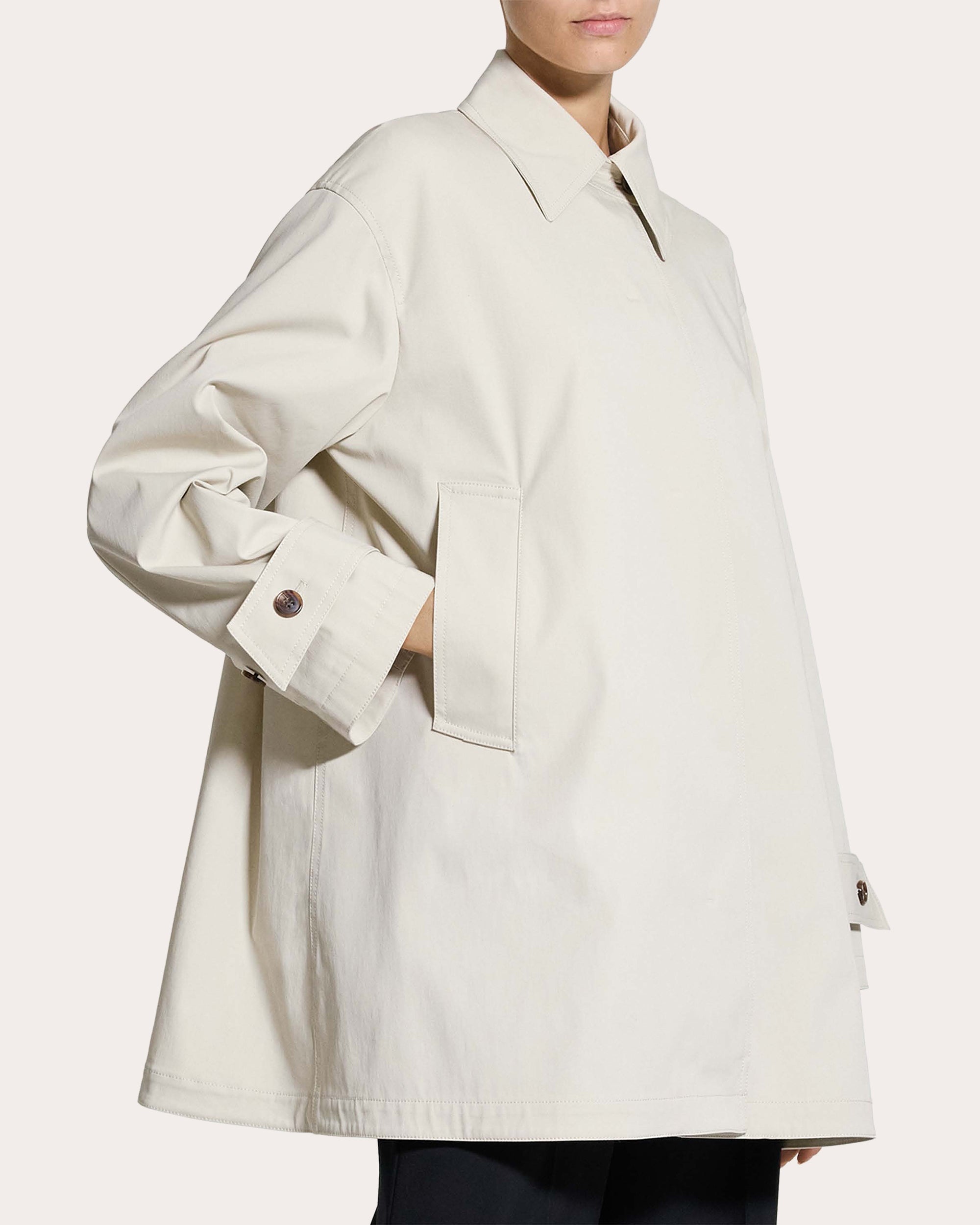 Sleek Cotton A-Line Trench Coat