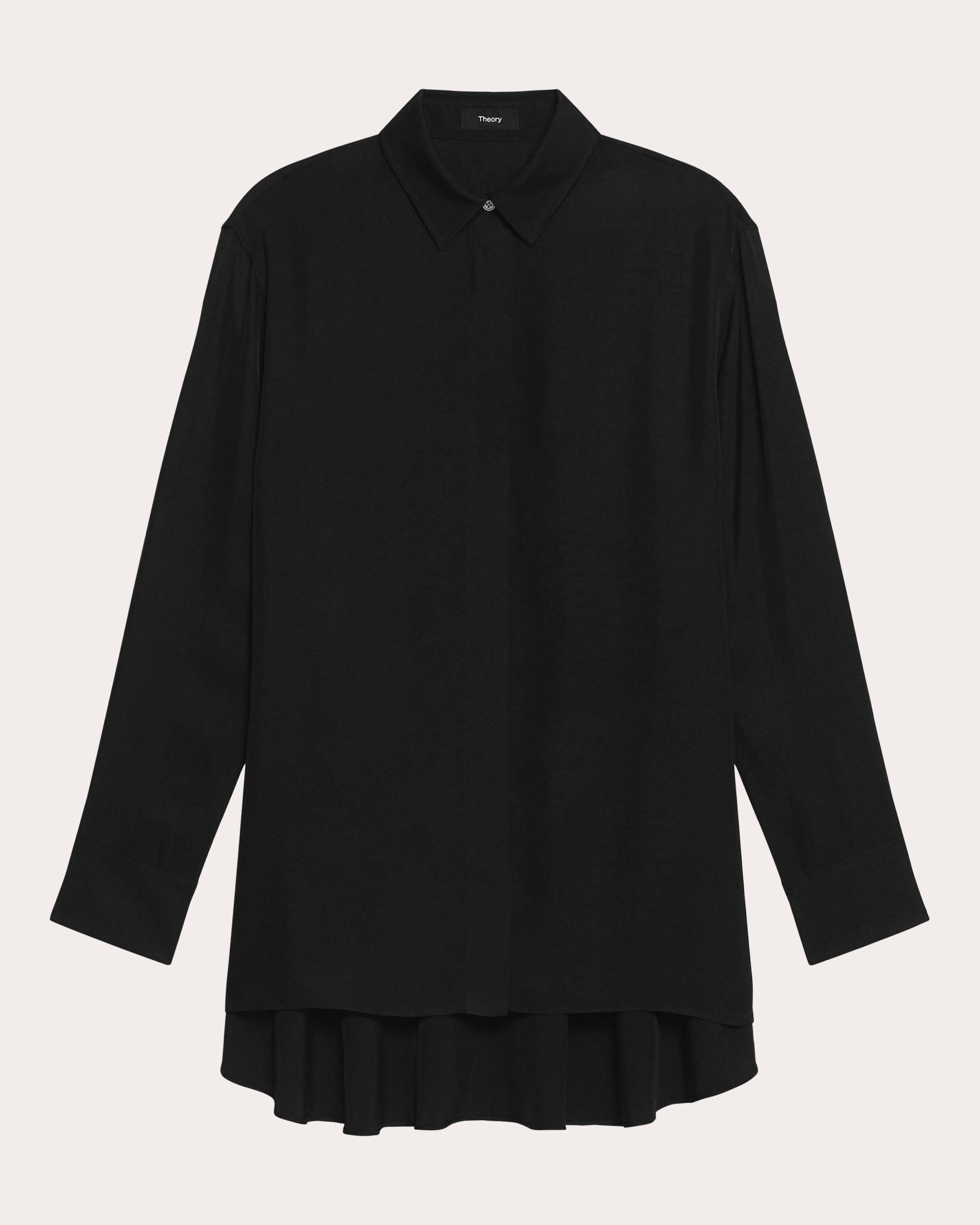 Washed Twill Flounced High-Low Shirt