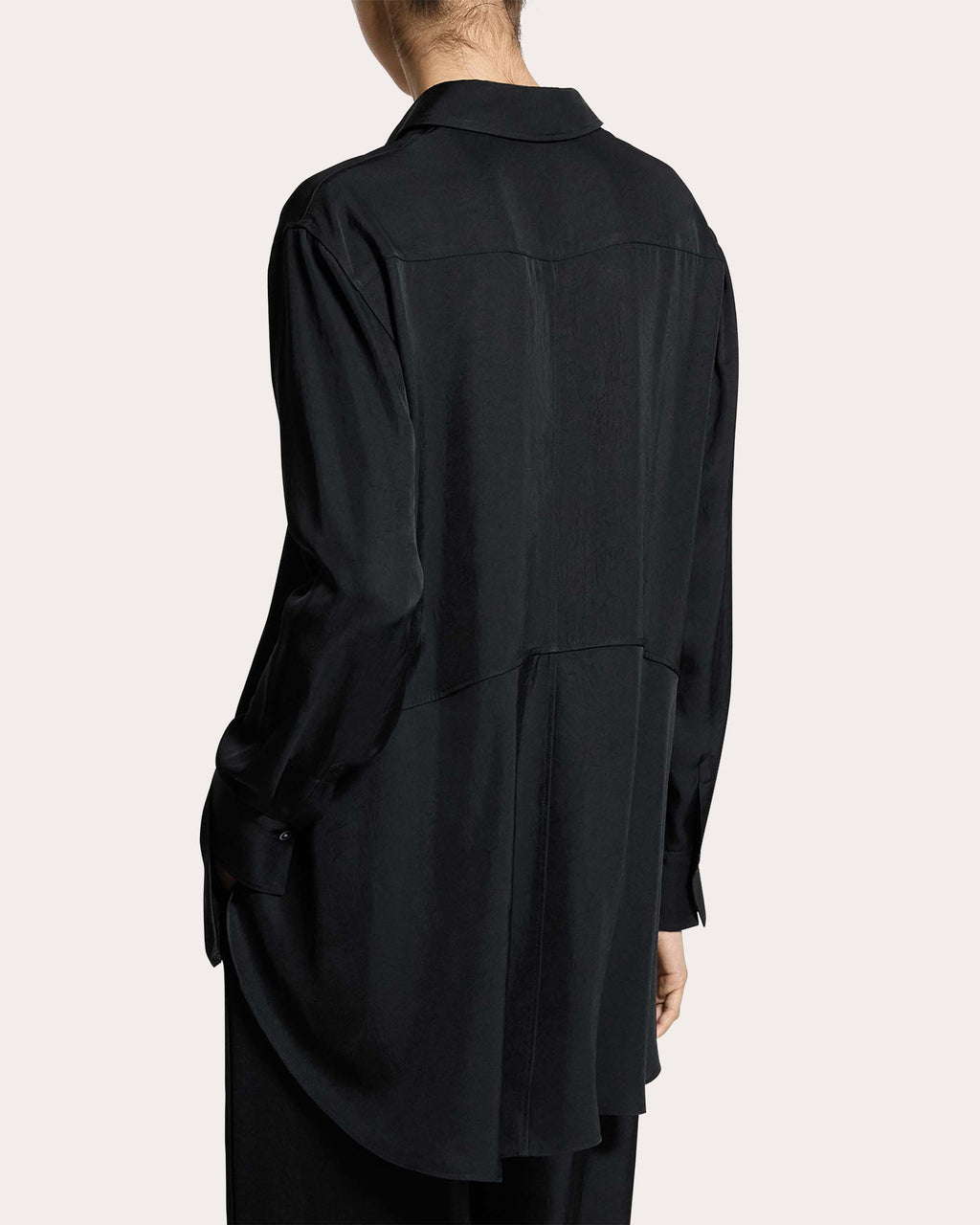 Washed Twill Flounced High-Low Shirt