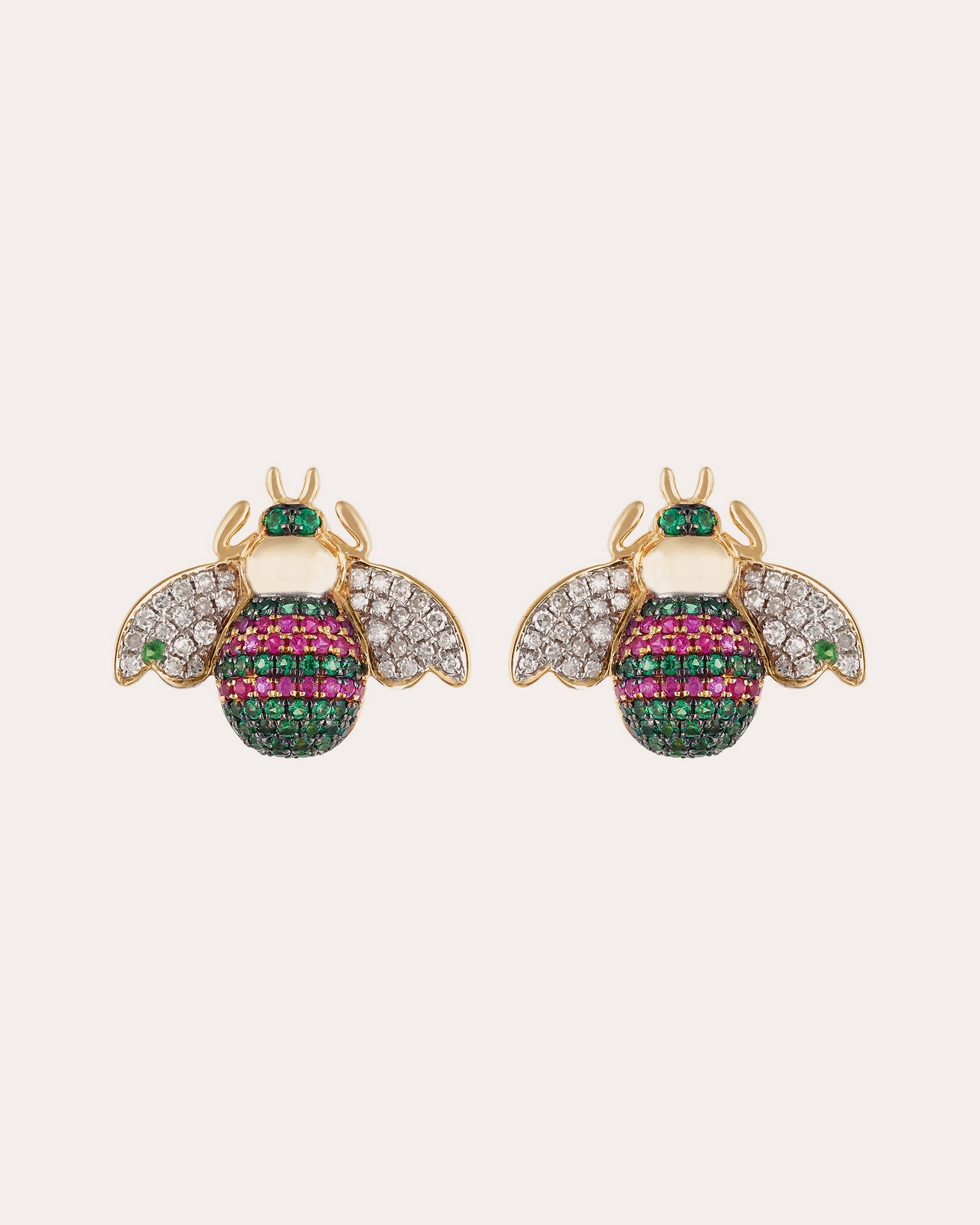 Apis 18K Gold Multi-Stone Stud Earrings
