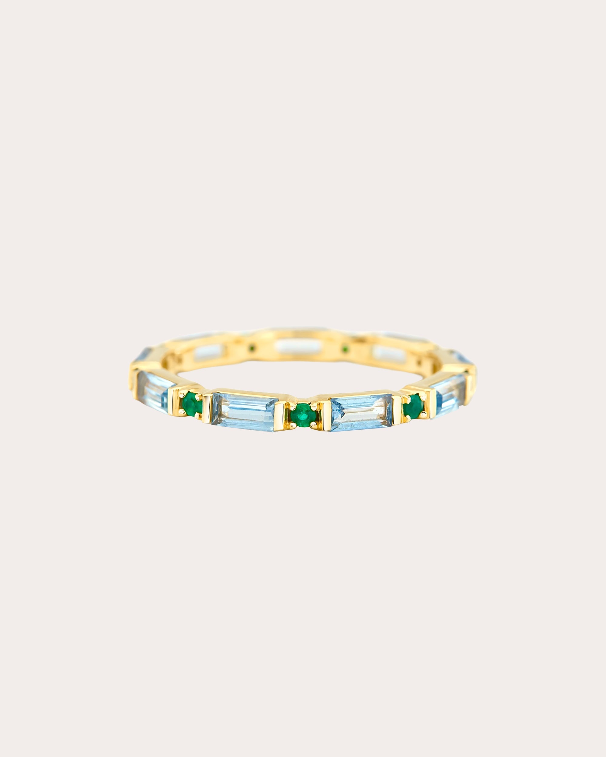 Aquamarine & Emerald Spring Infinity Ring
