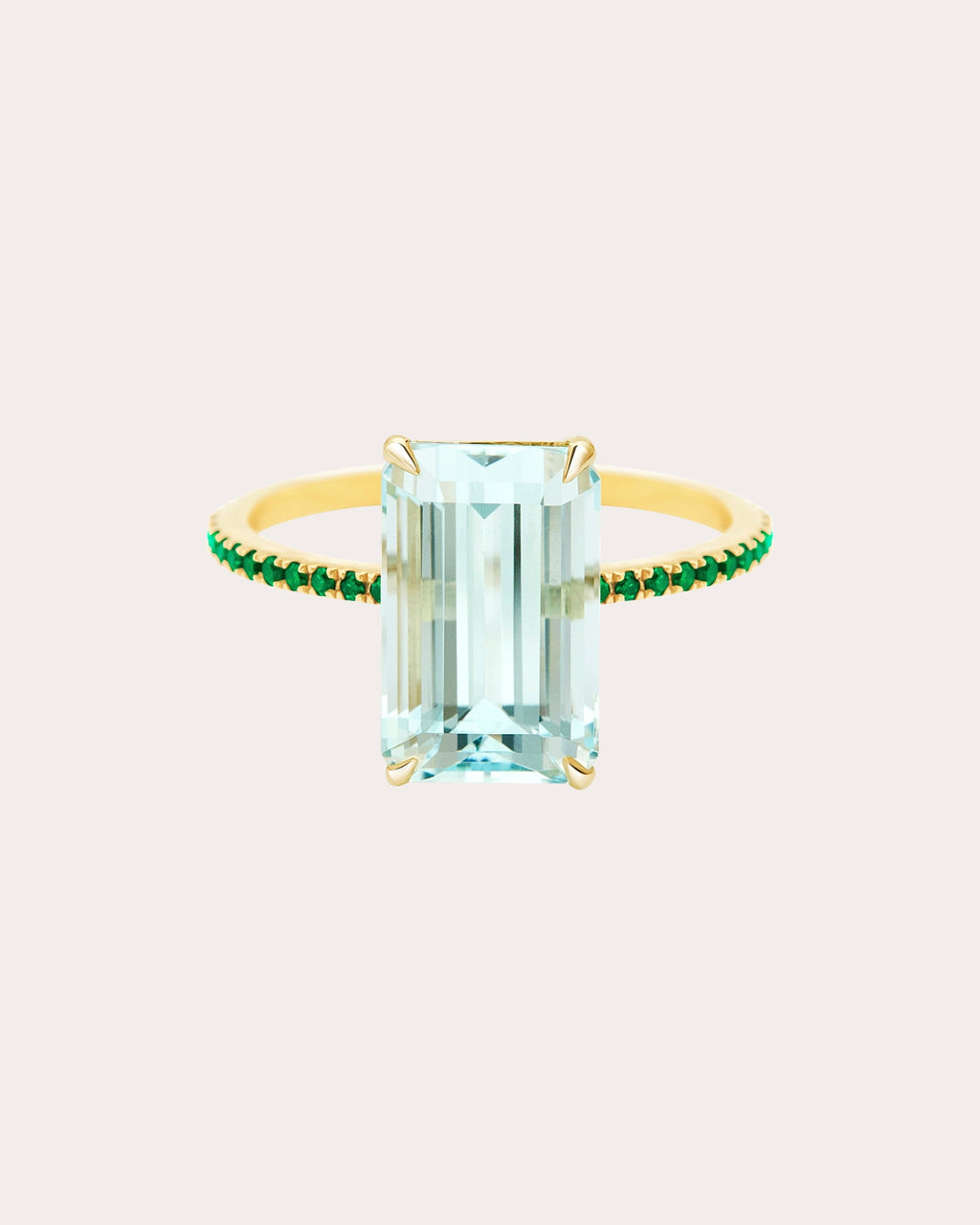 Aquamarine & Emerald 18k Gold Spring Ring