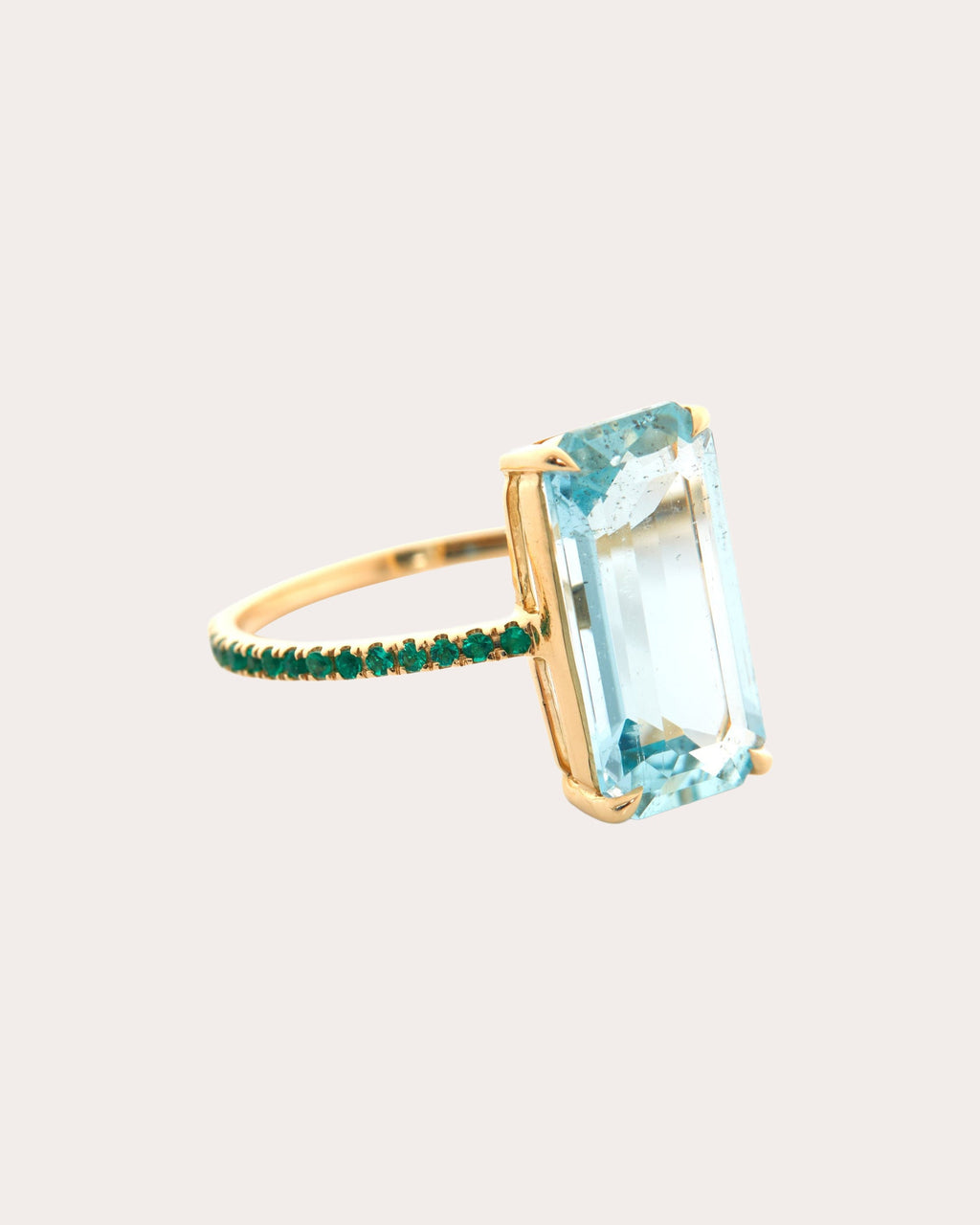 Aquamarine & Emerald 18k Gold Spring Ring