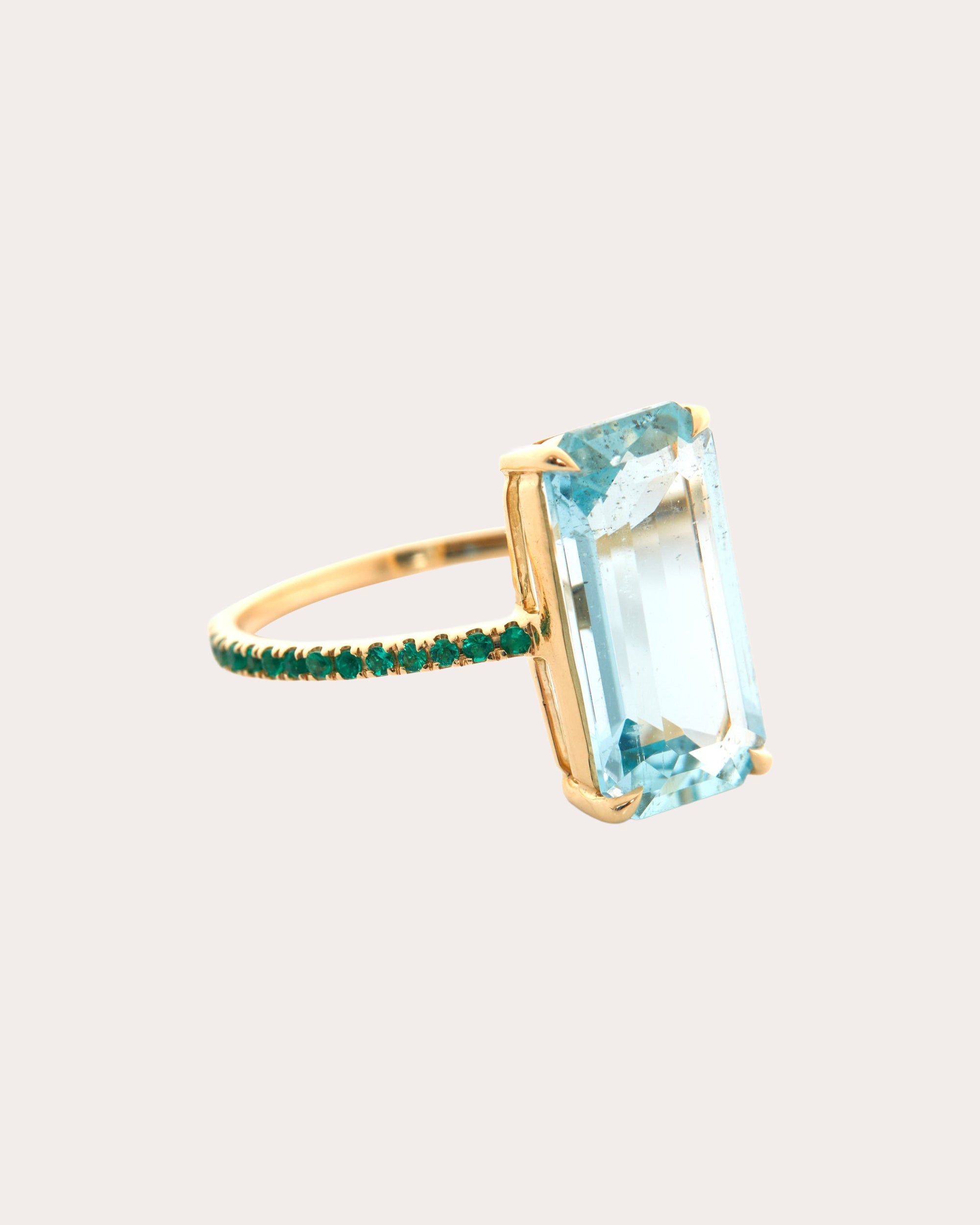 Aquamarine & Emerald 18k Gold Spring Ring