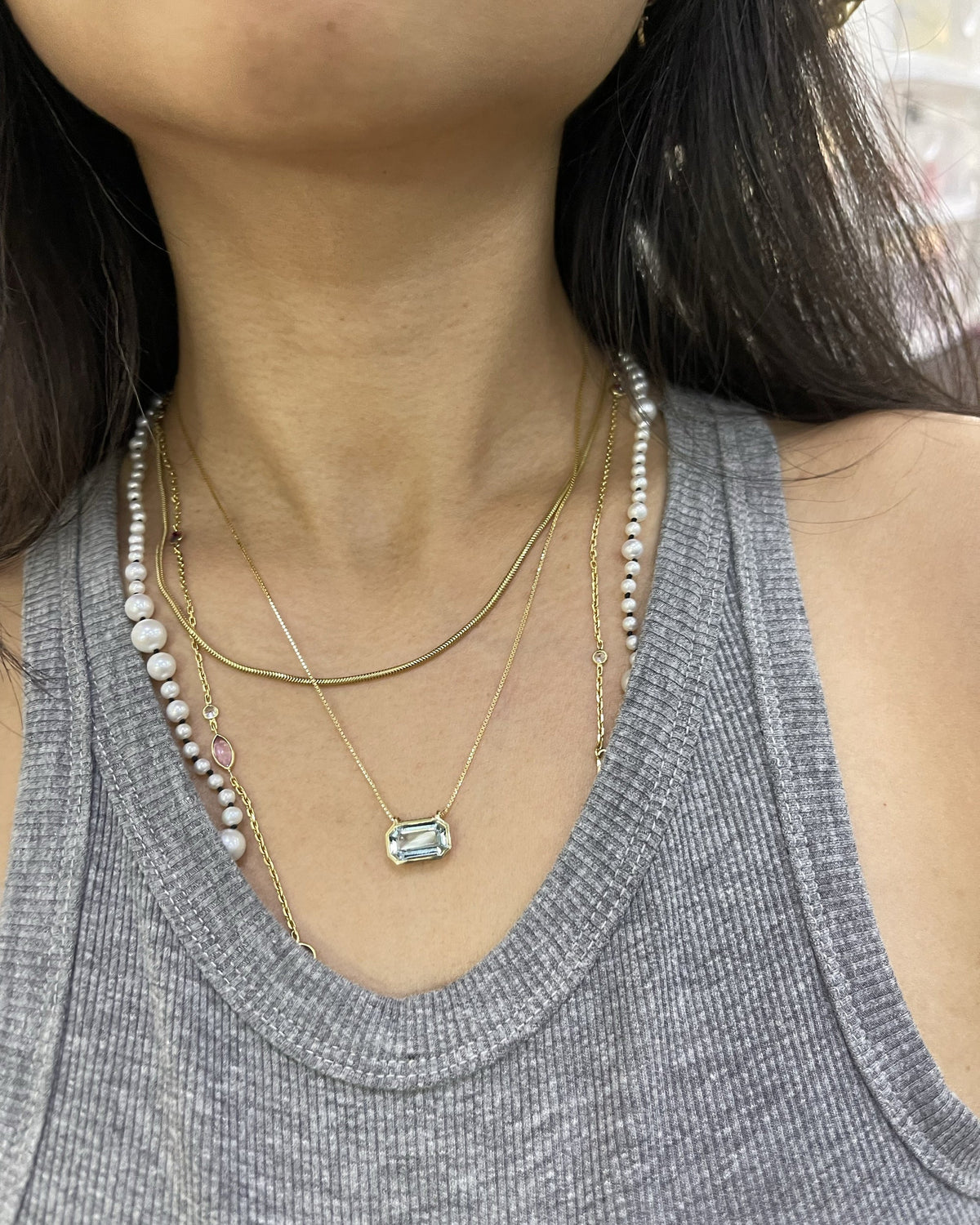 Aquamarine Nouveau Pendant Necklace