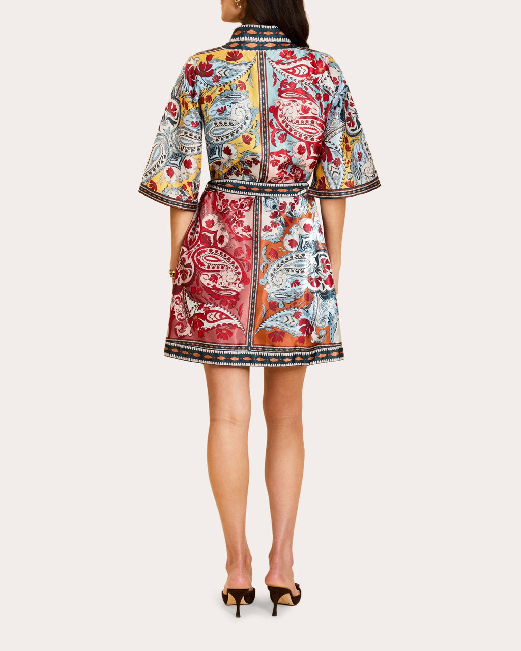 Aracati Patchwork Twill Mini Shirt Dress