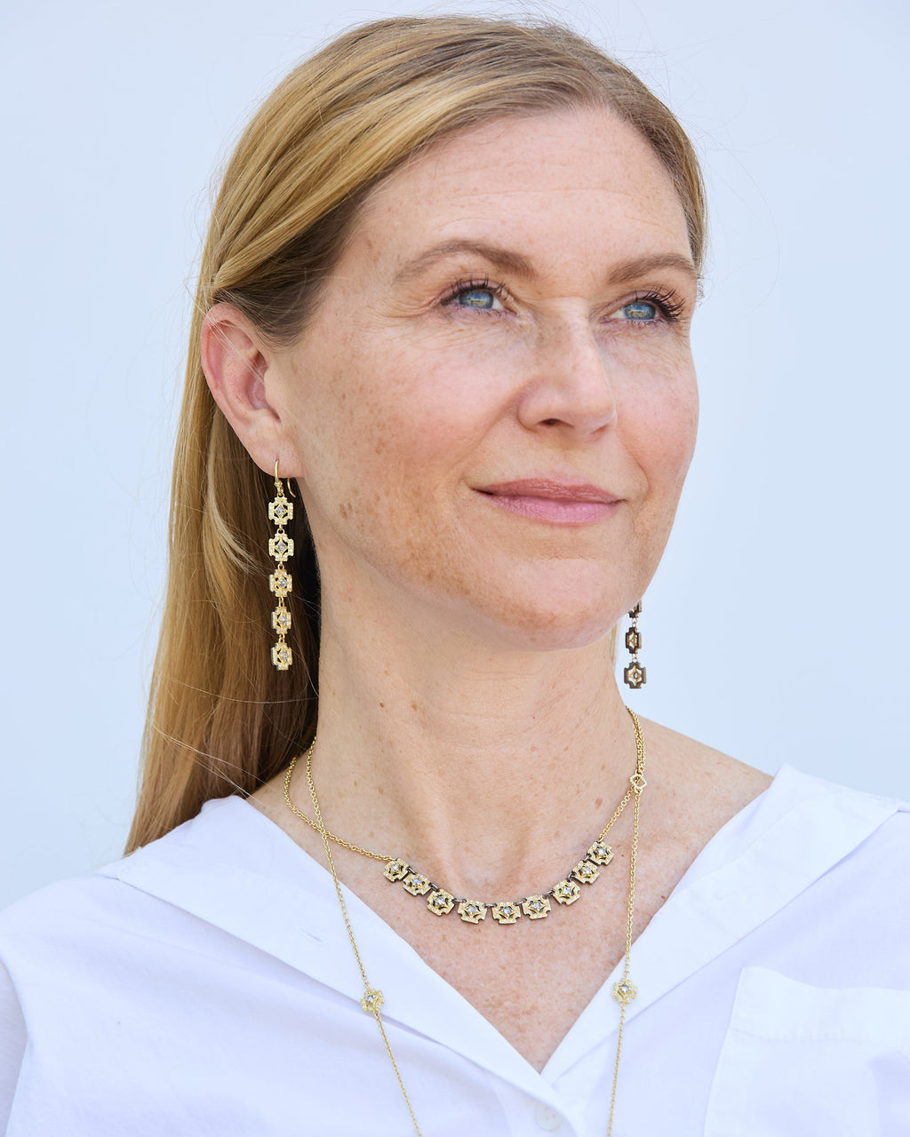 Diamond & 18k Gold Cross Crivelli Drop Earrings