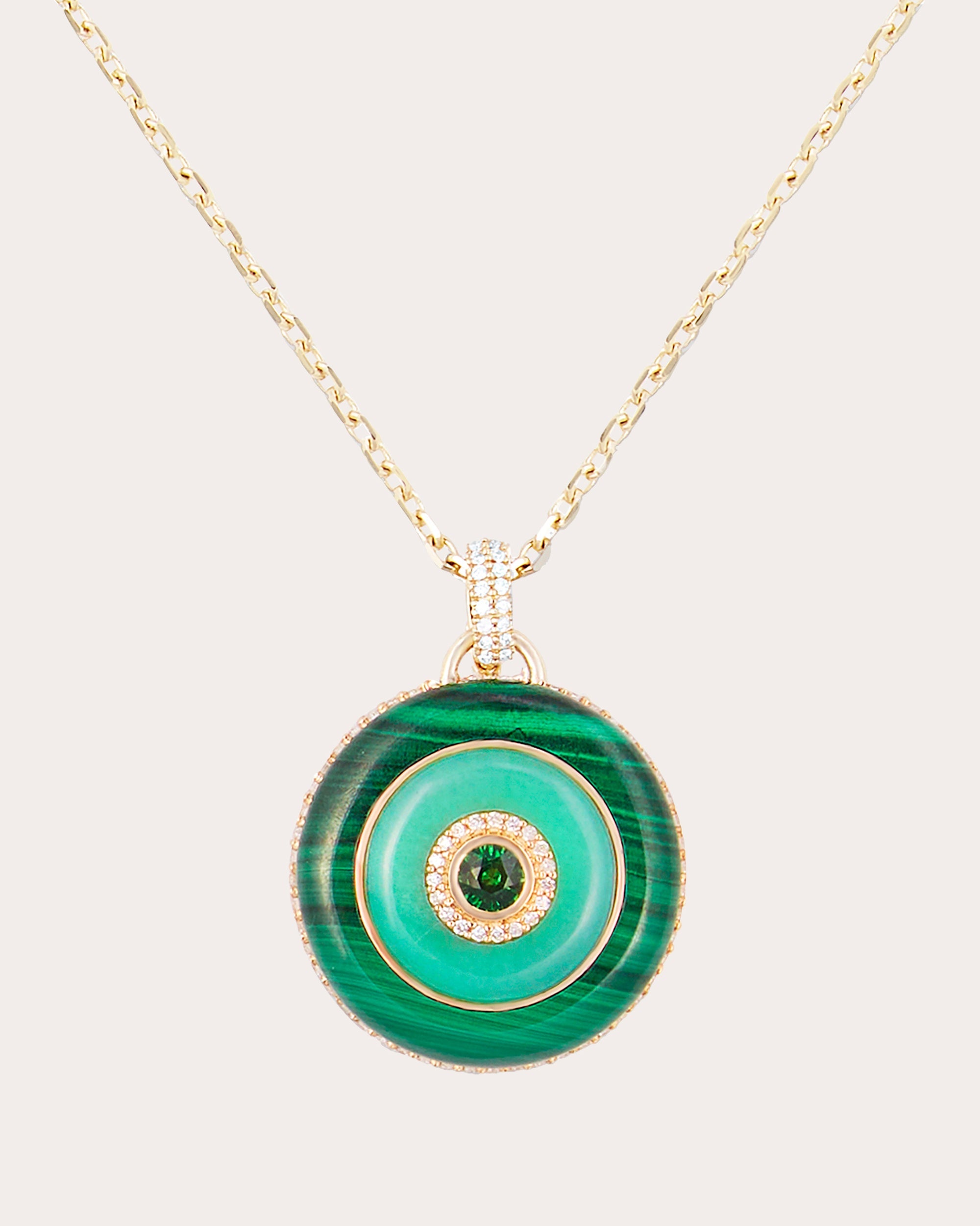 Gemstone & 14k Gold Evolve Large Disc Pendant Necklace