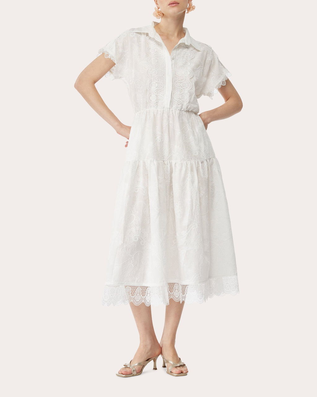 Aura Lace Midi Shirt Dress