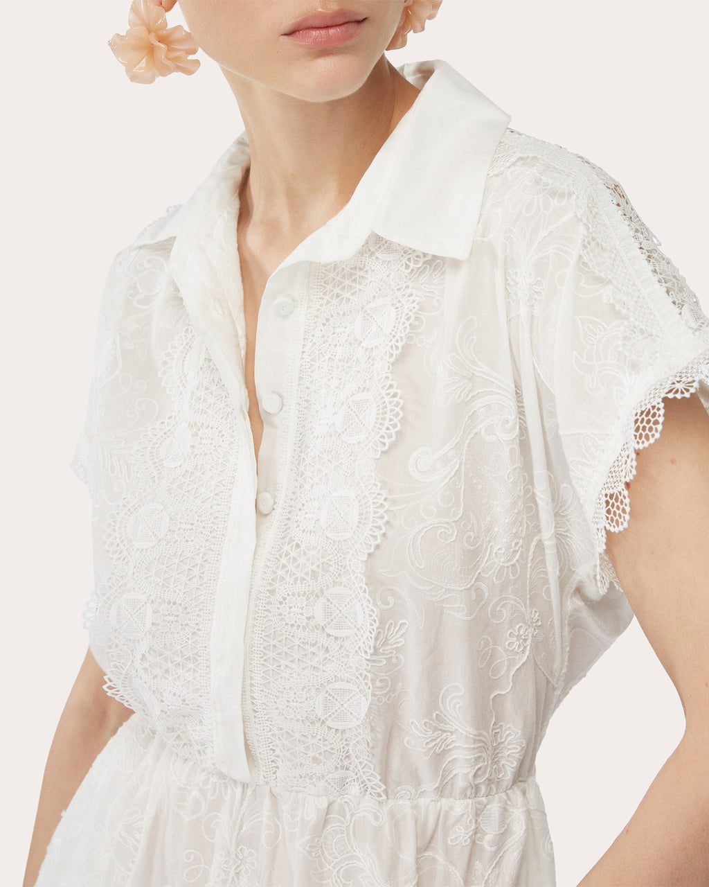 Aura Lace Midi Shirt Dress