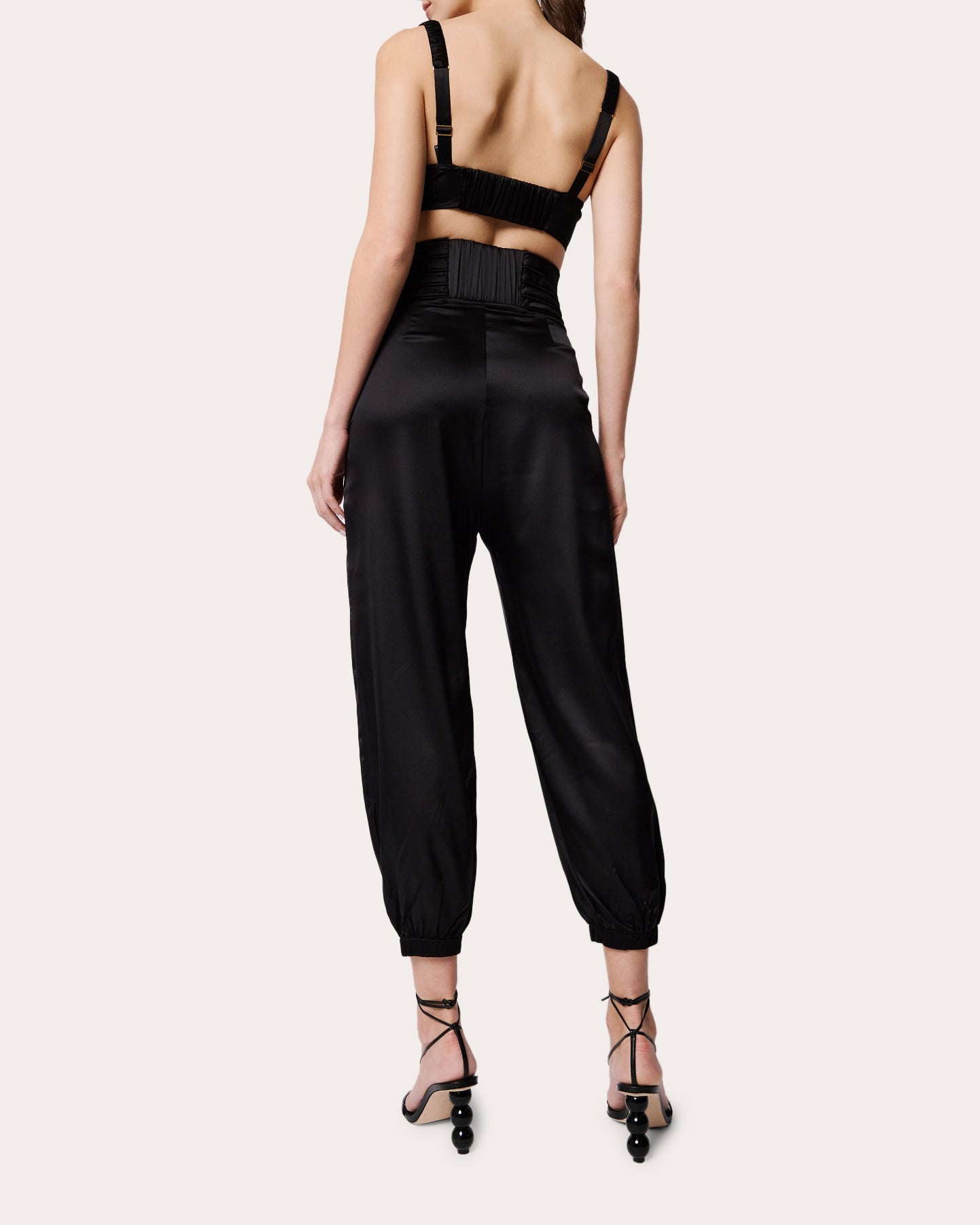 Avenoir Silk Charmeuse Pleated Crop Pants