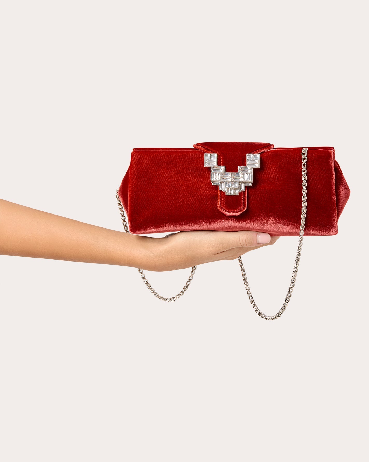 Anthea Crystal-Embellished Velvet Clutch